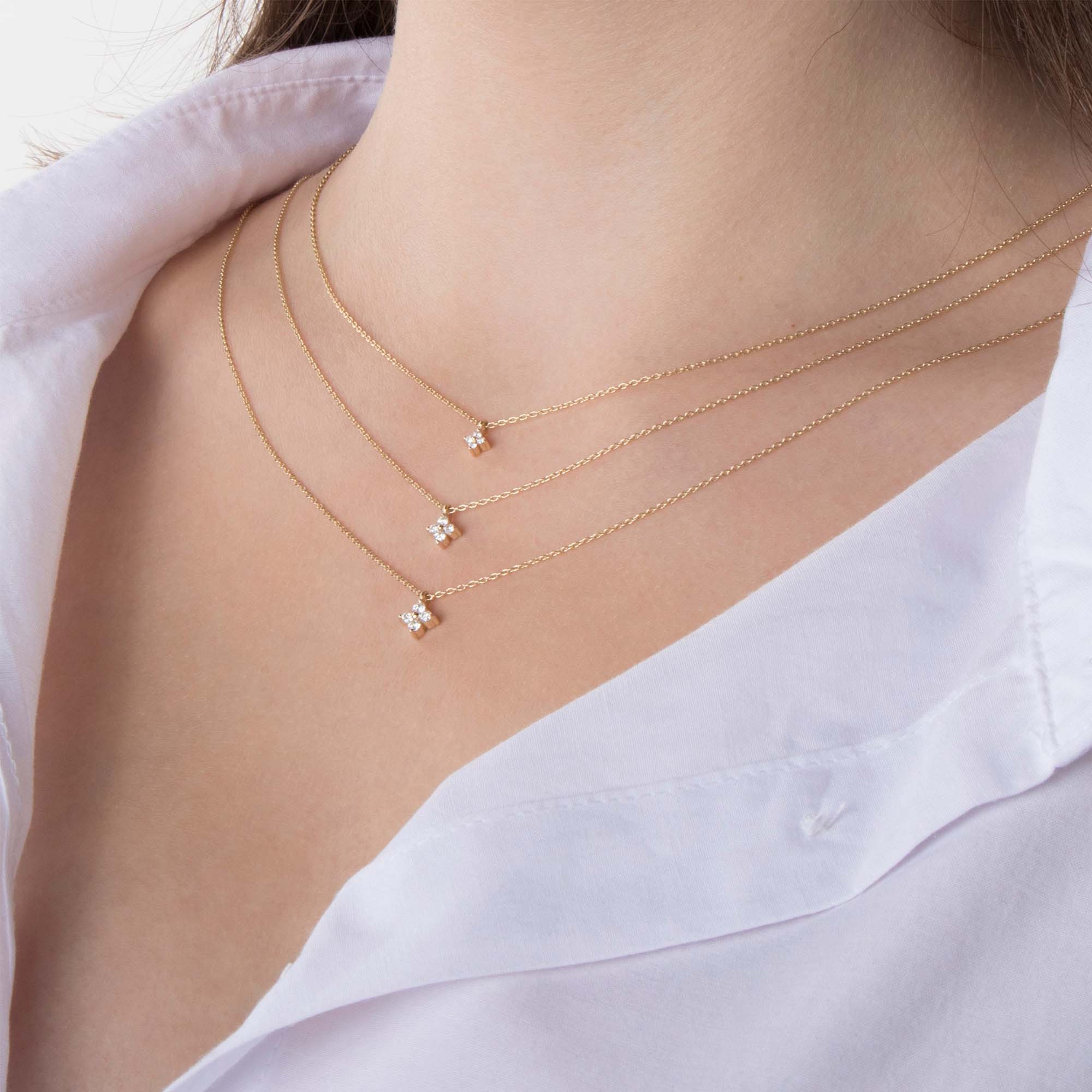 Mini Blossom Diamond Necklace in 14K Gold