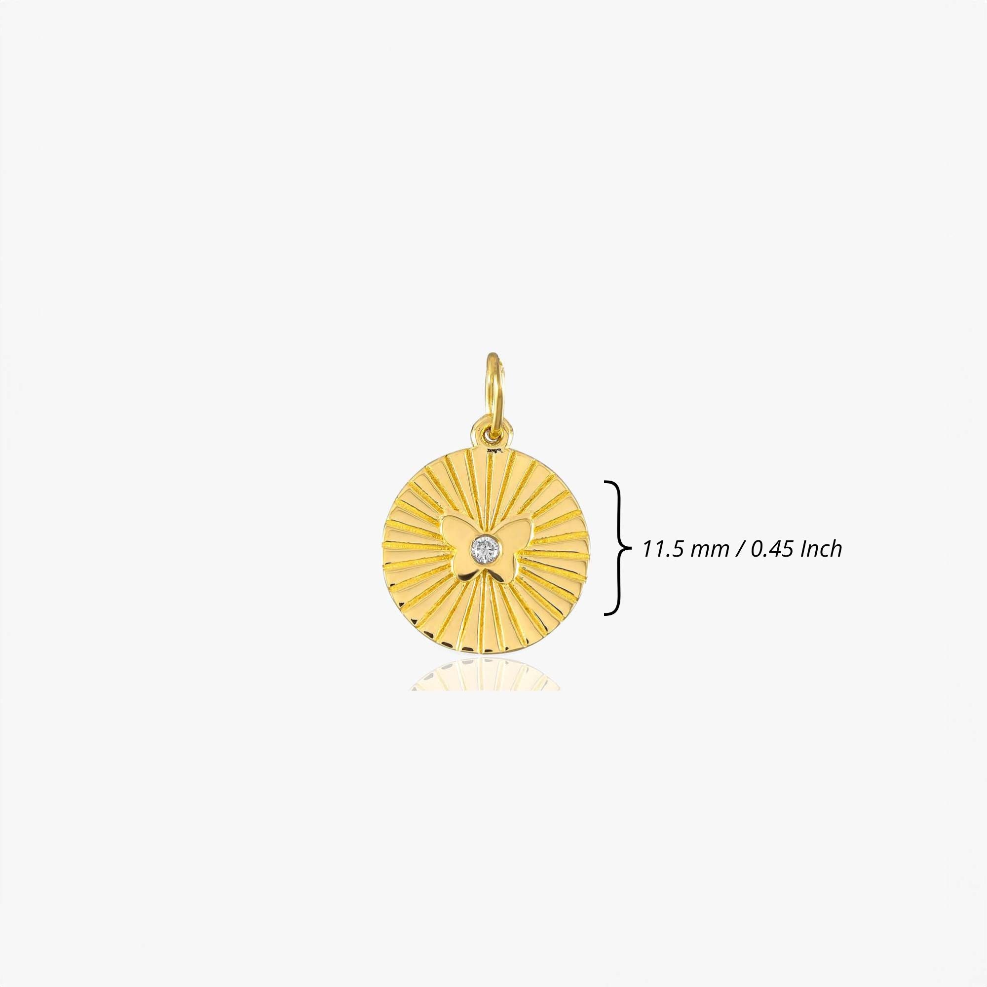 Mini Diamond Butterfly Coin Pendant in 14K Gold