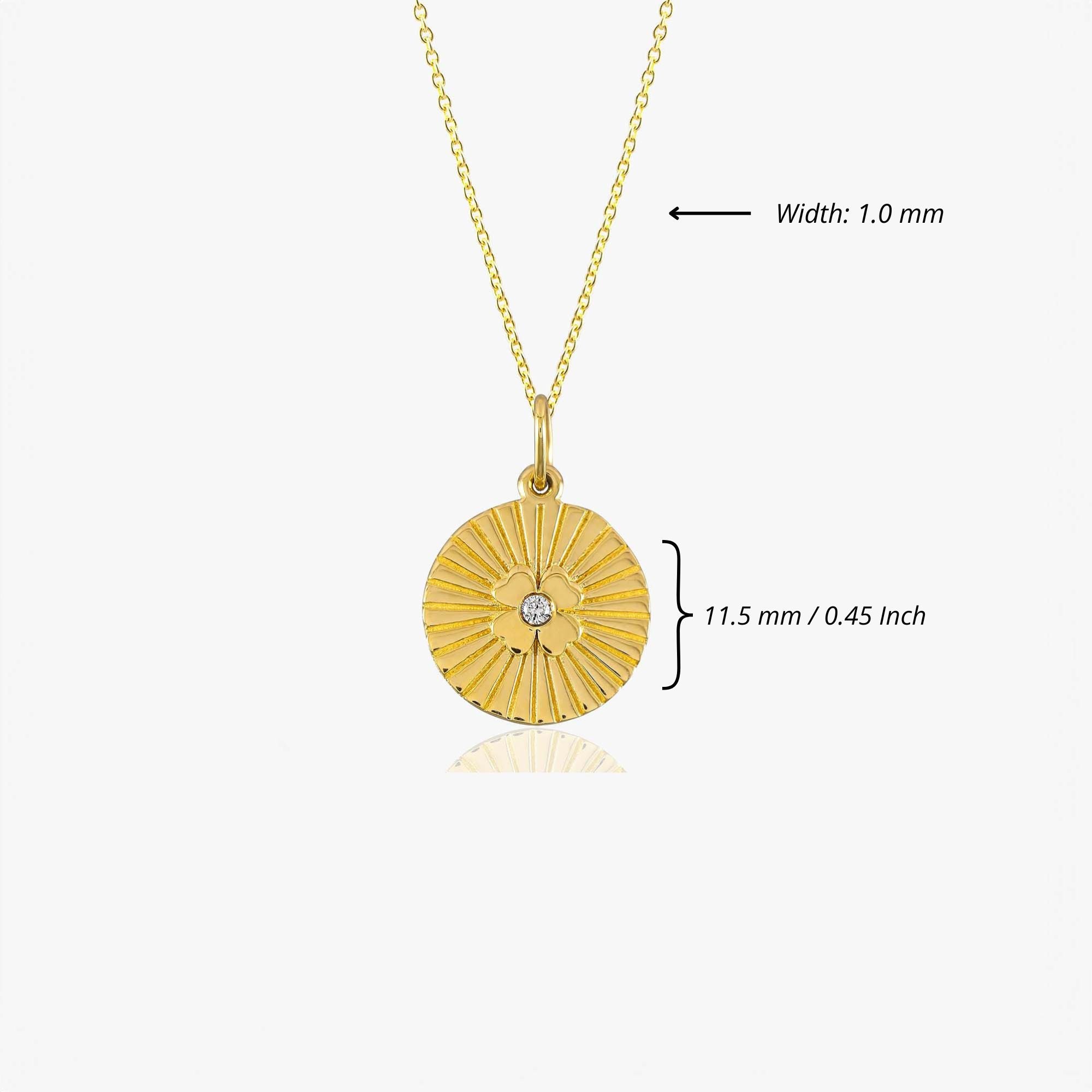 Mini Diamond Clover Coin Necklace in 14K Gold