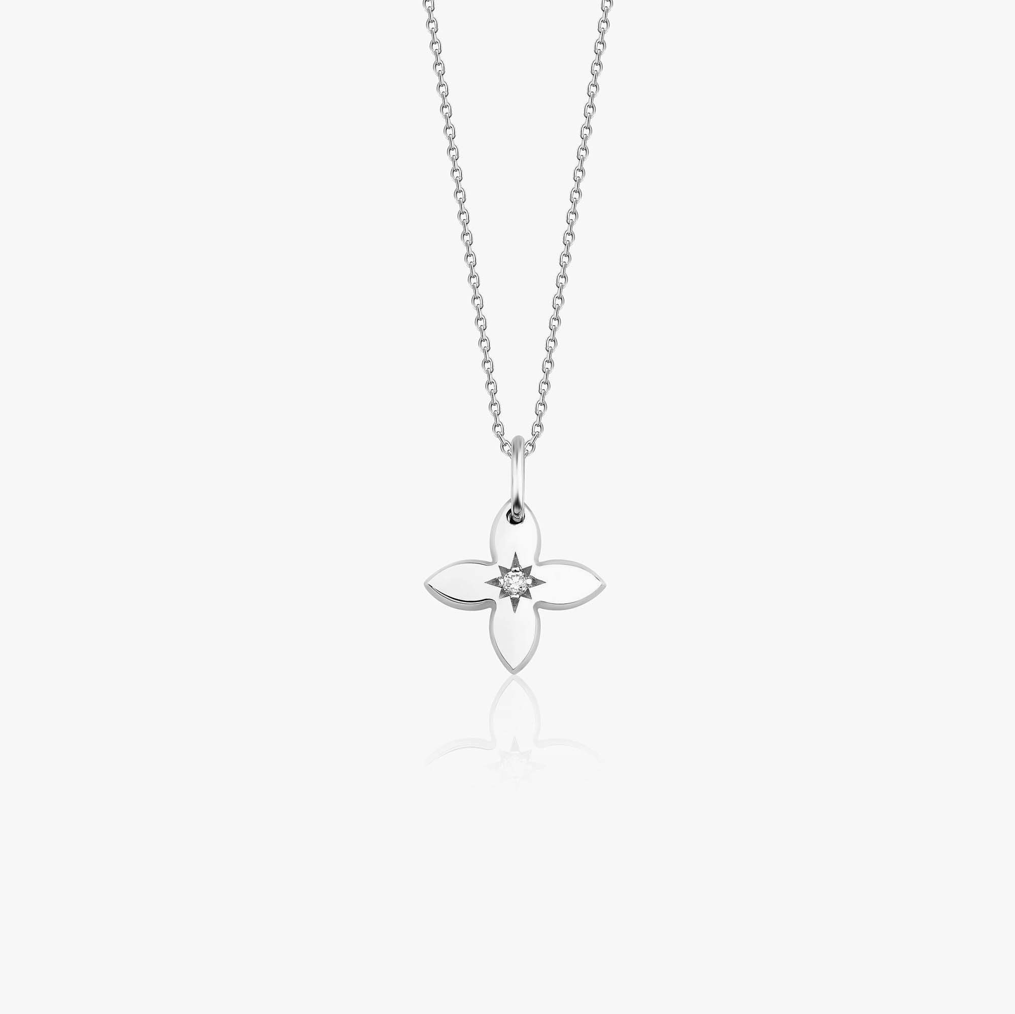 Mini Diamond Clover Necklace in 14K Gold