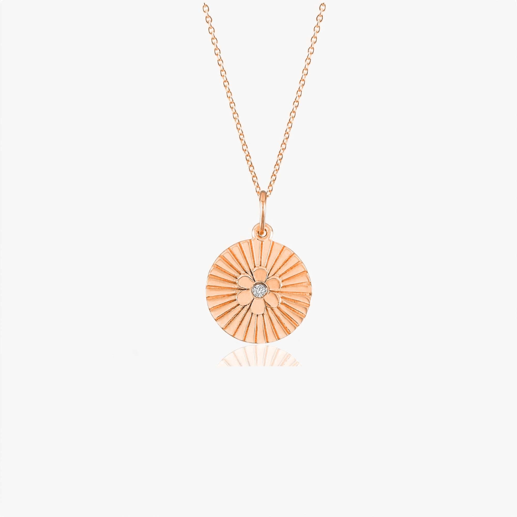Mini Diamond Daisy Coin Necklace in 14K Gold