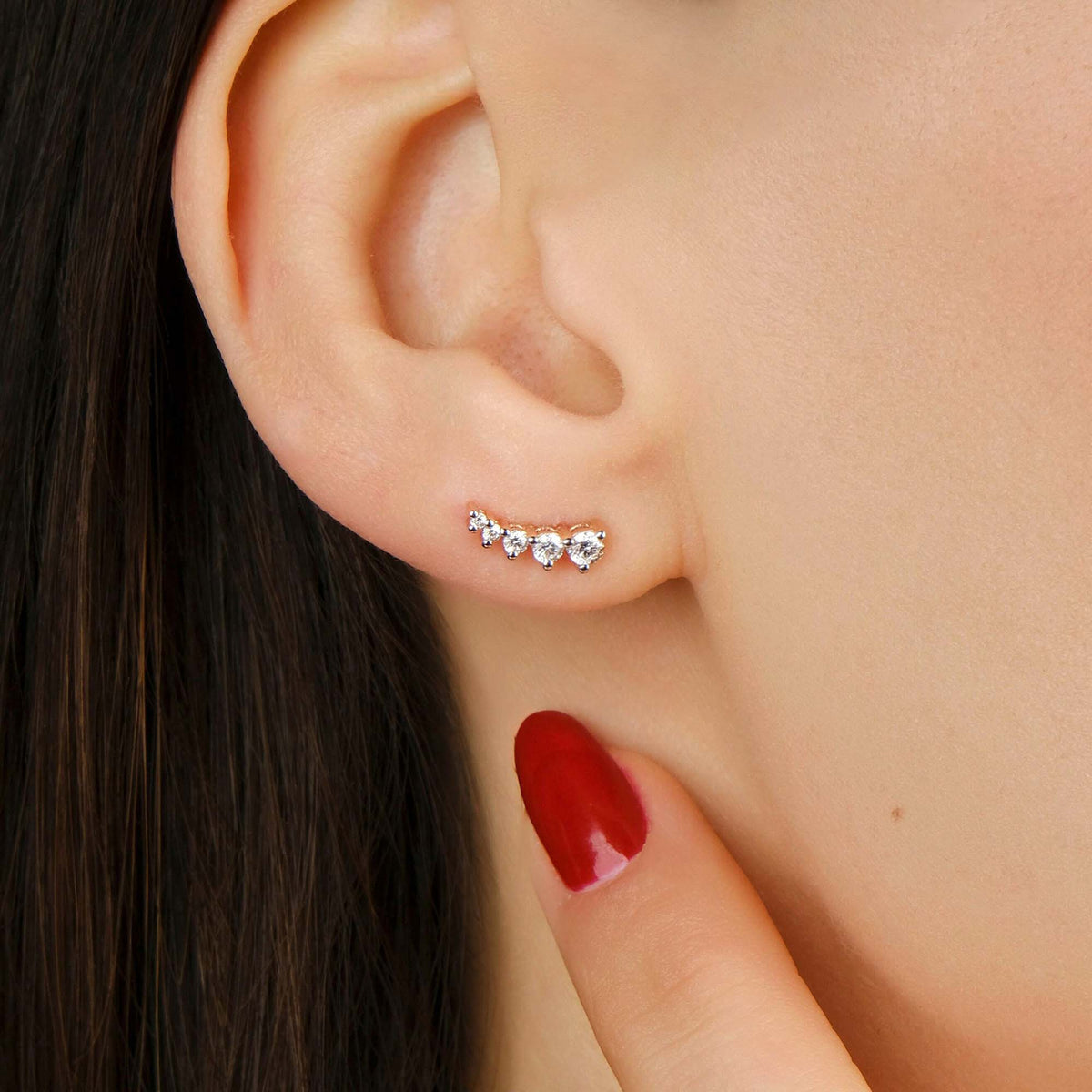 Mini Diamond Ear Climber Stud(s) in 14K Gold