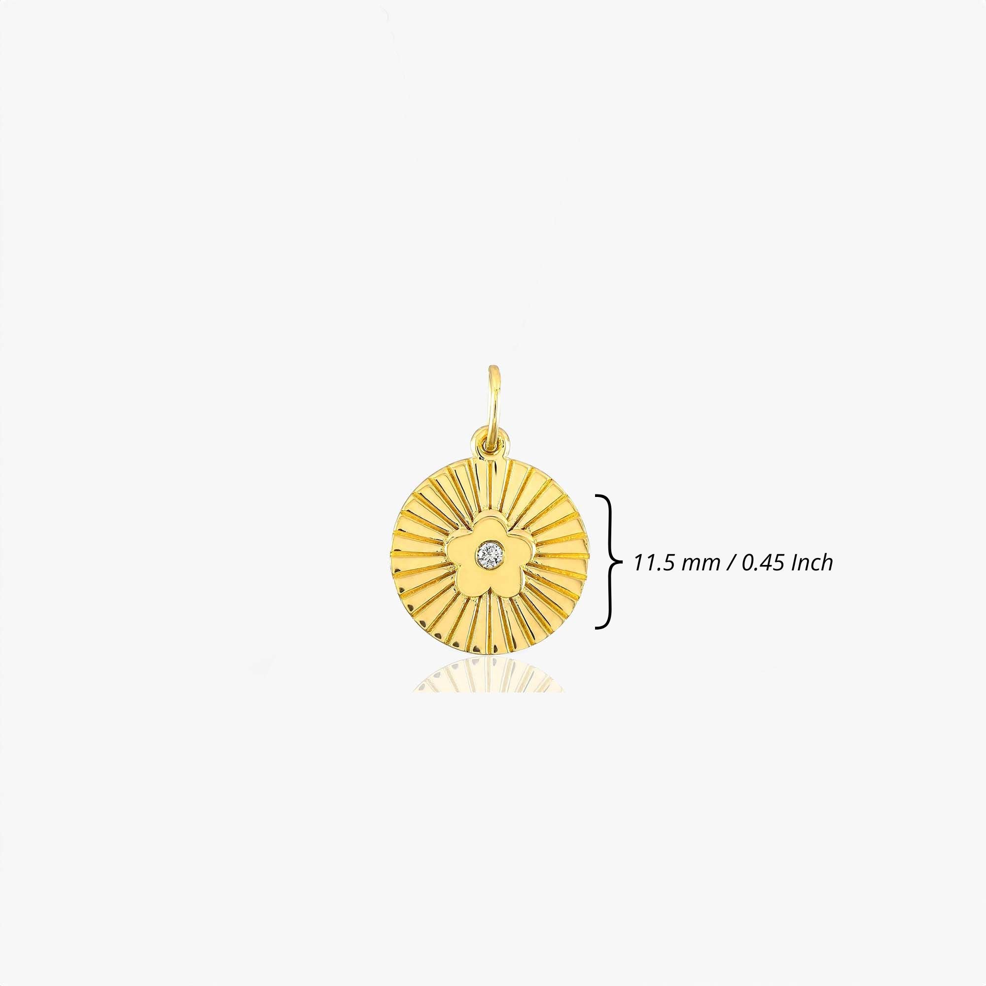 Mini Diamond Flower Coin Pendant in 14K Gold