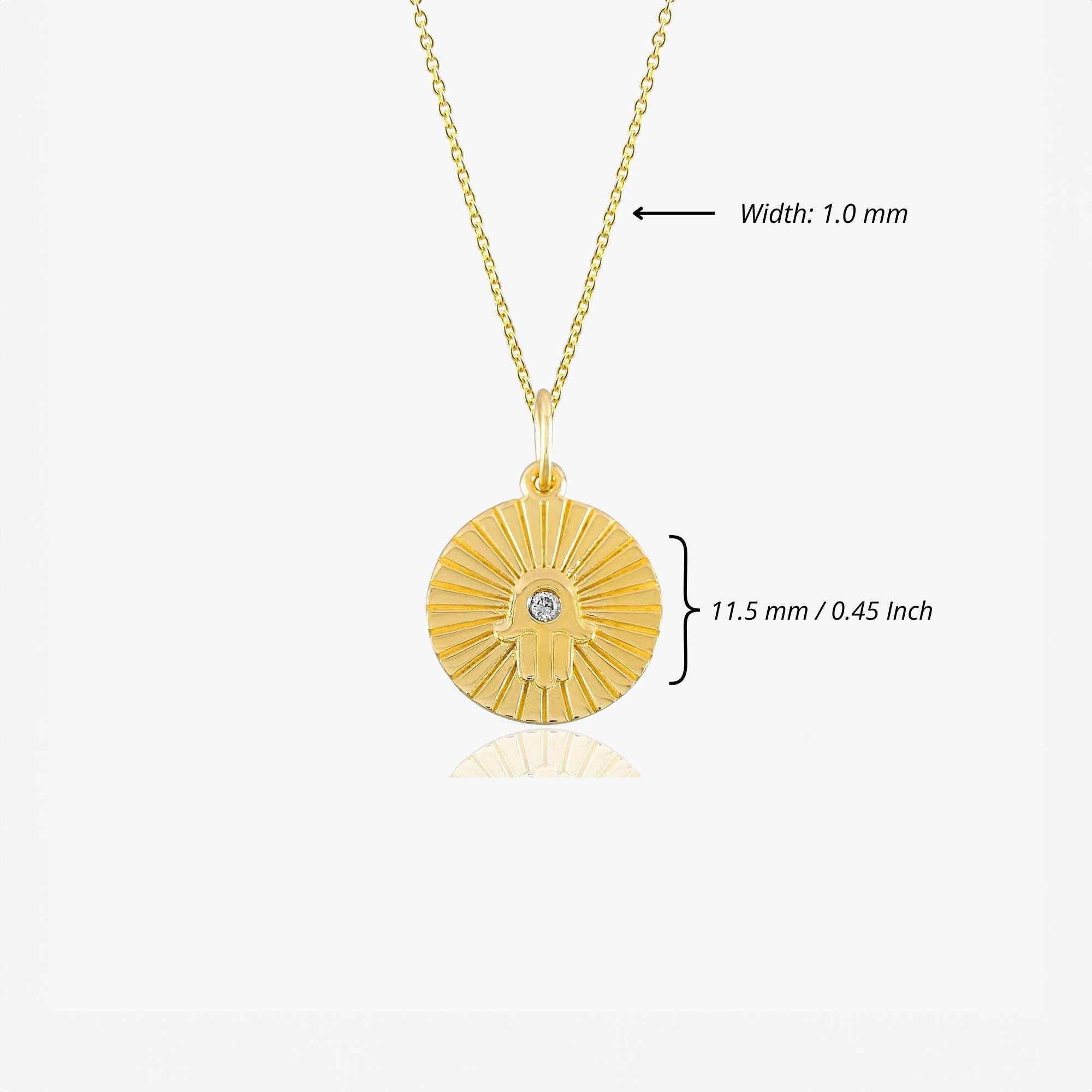 Mini Diamond Hamsa Coin Necklace in 14K Gold
