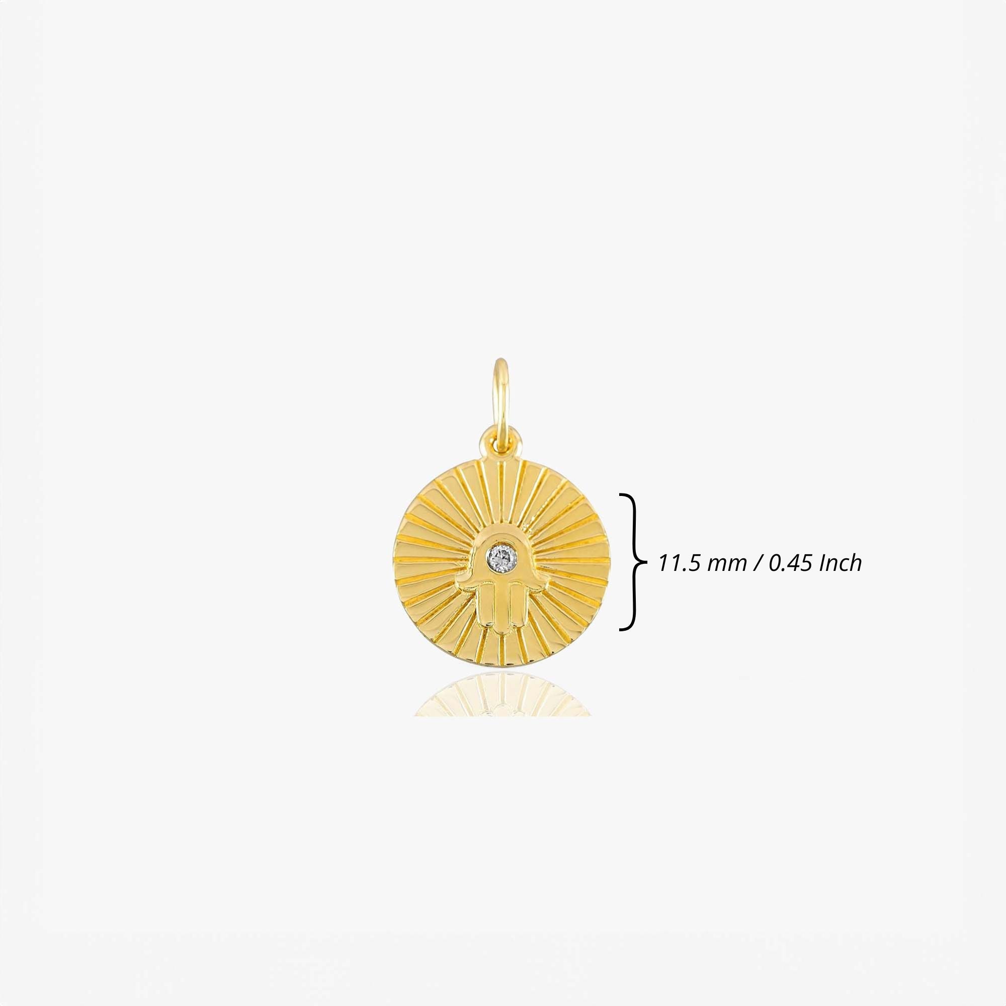 Mini Diamond Hamsa Coin Pendant in 14K Gold
