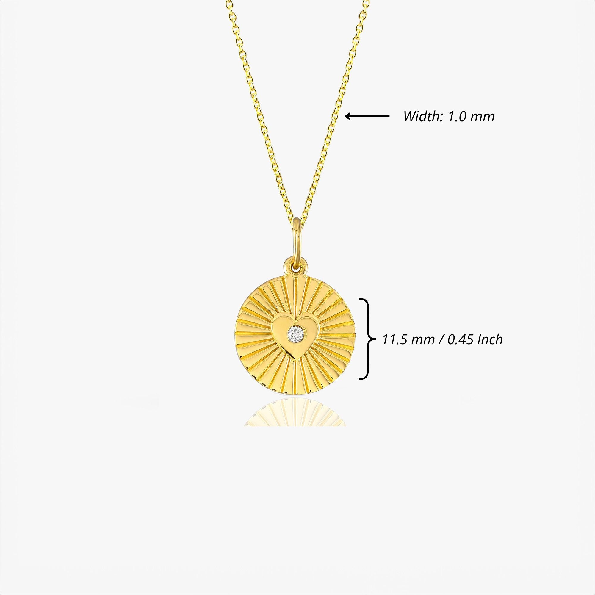 Mini Diamond Heart Coin Necklace in 14K Gold