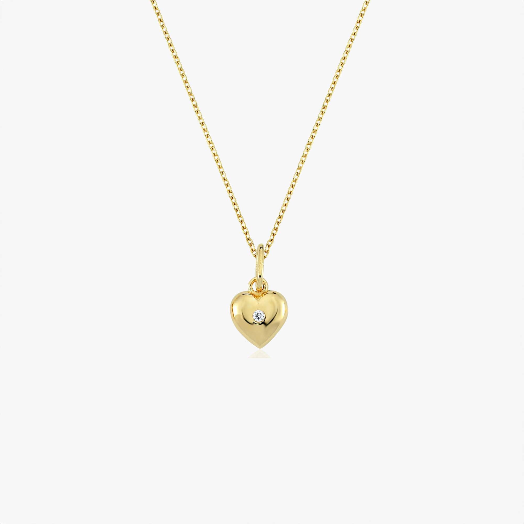 Itty Bitty Tiny Diamond Heart Necklace in 14K Gold