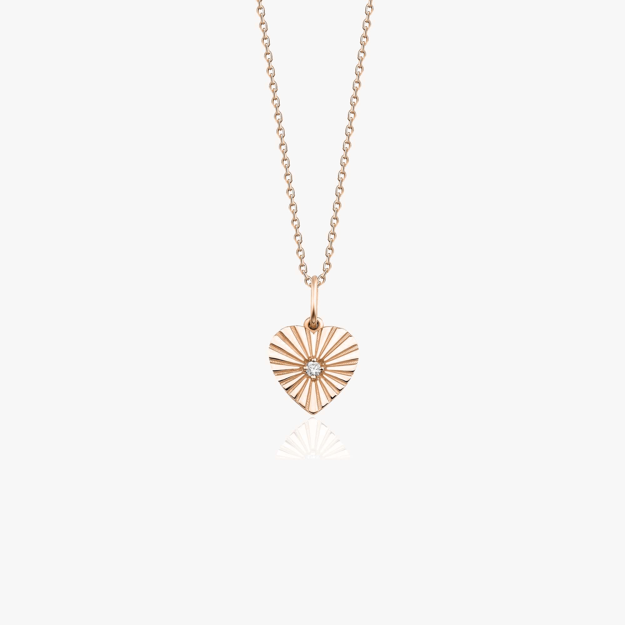 Mini Diamond Heartburst Necklace in 14K Gold