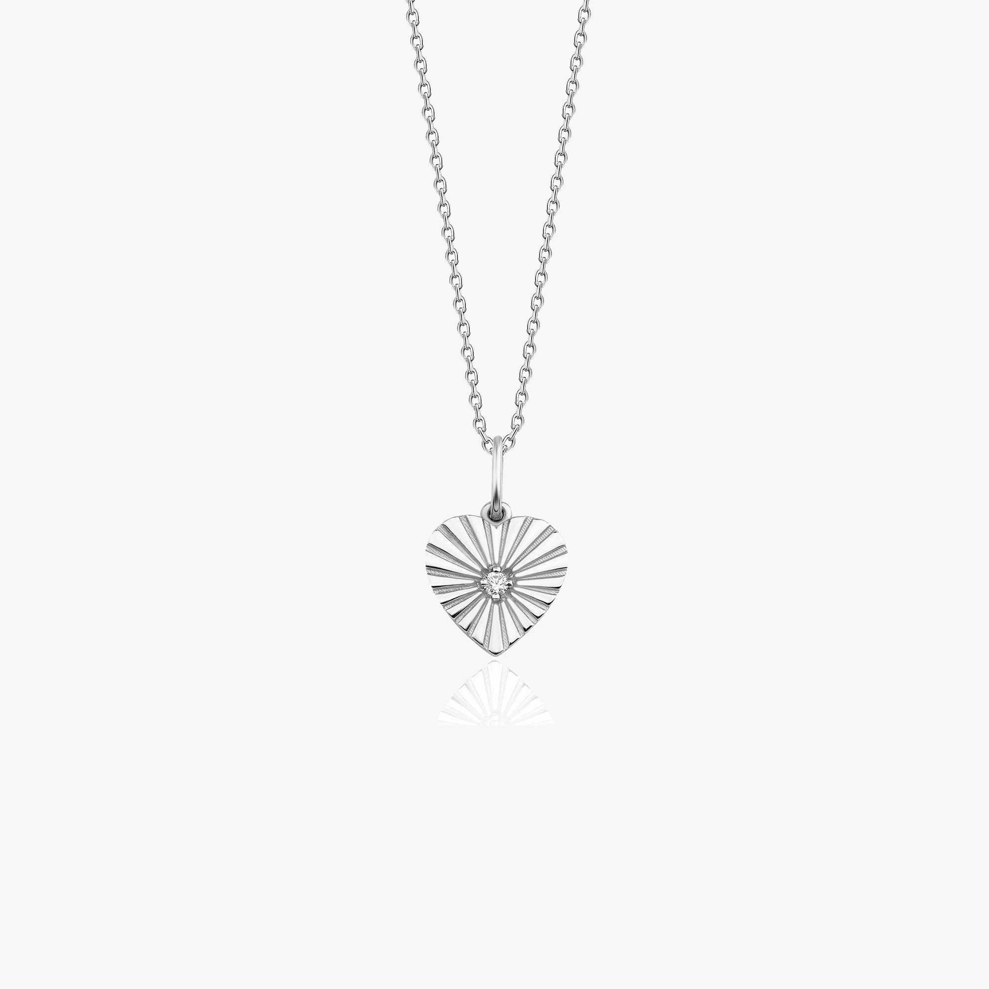 Mini Diamond Heartburst Necklace in 14K Gold