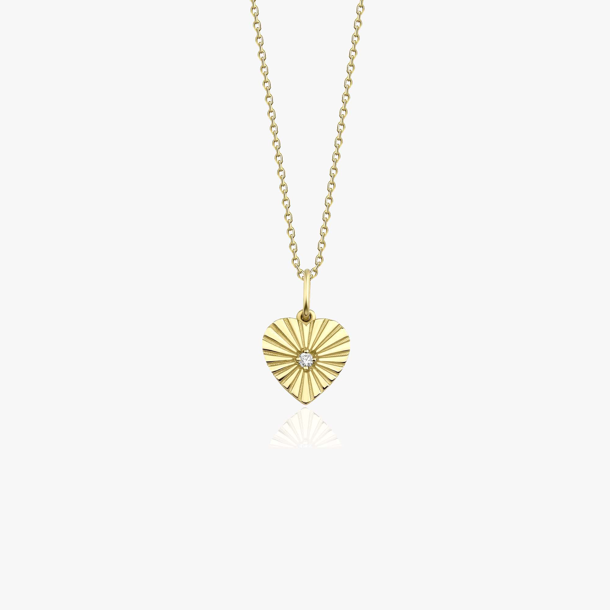 Mini Diamond Heartburst Necklace in 14K Gold