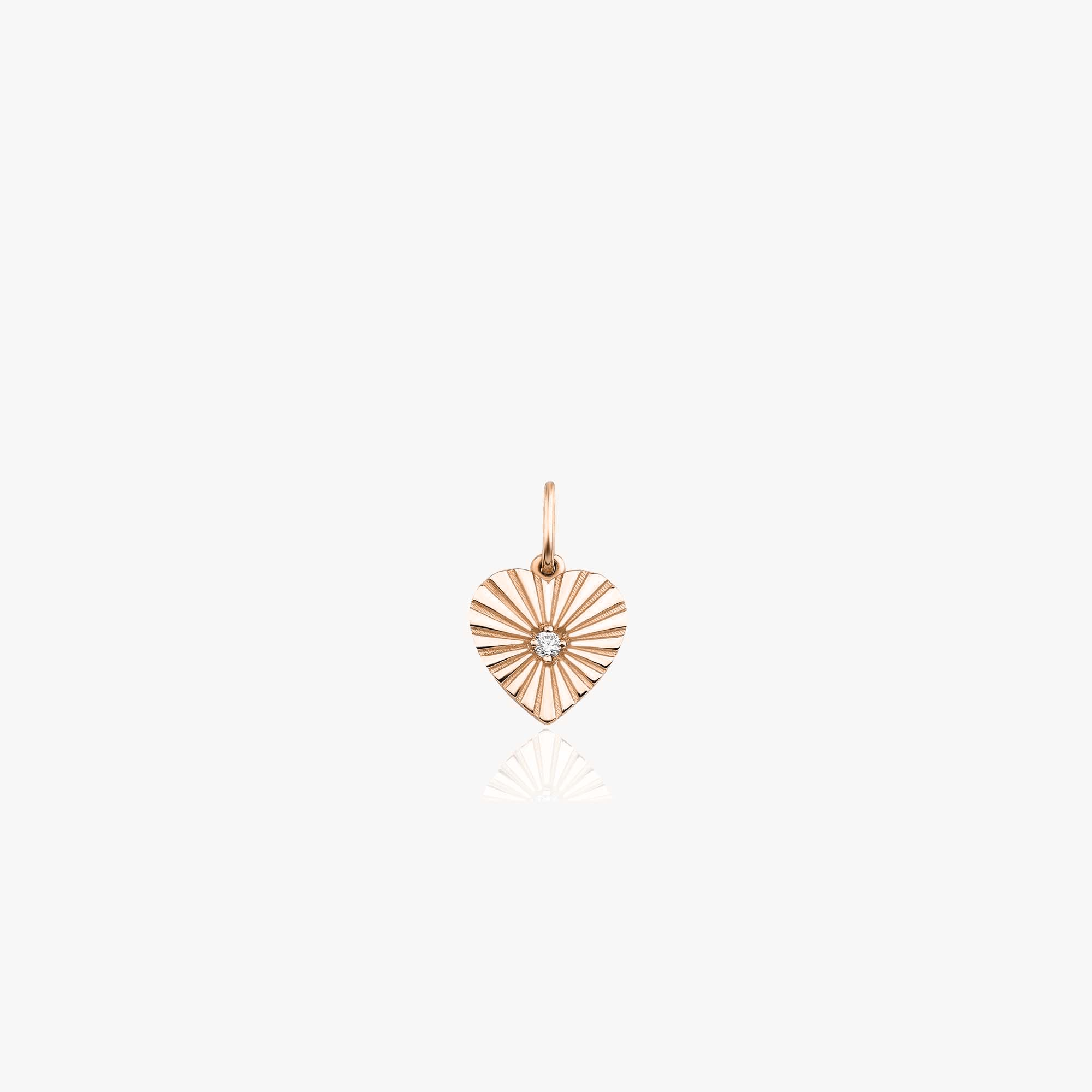 Mini Diamond Heartburst Pendant in 14K Gold