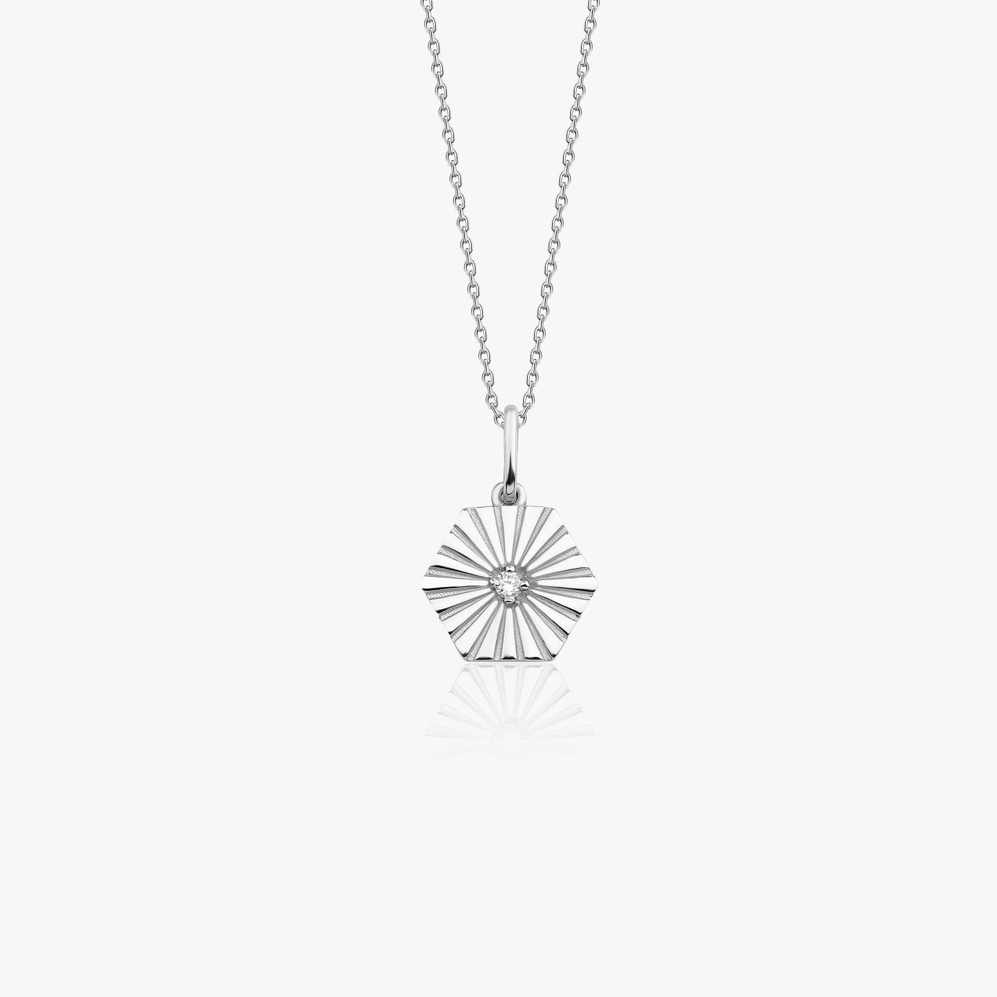 Mini Diamond Honeycomb Necklace in 14K Gold