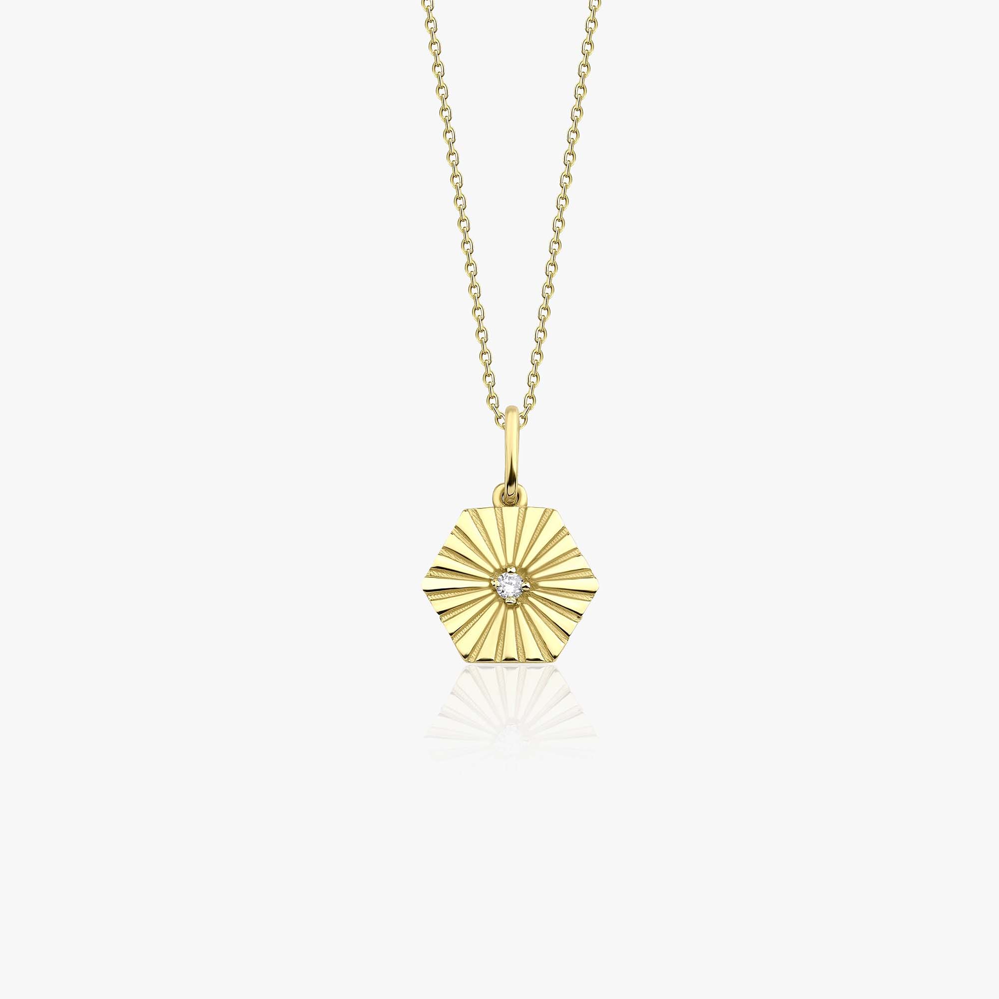 Mini Diamond Honeycomb Necklace in 14K Gold
