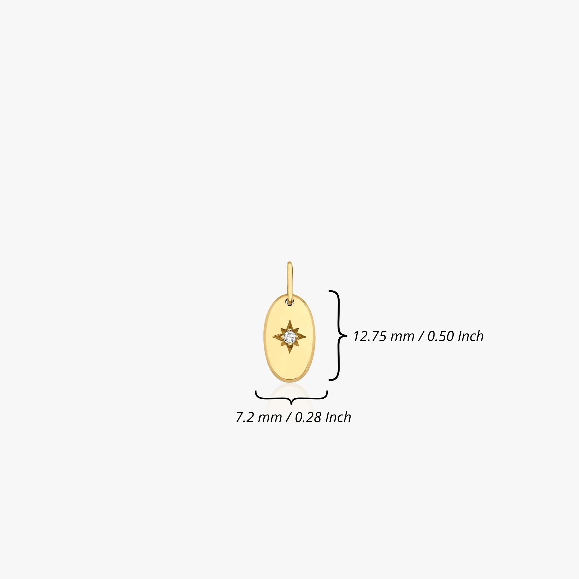 Mini Diamond Oval North Star Necklace in 14K Gold