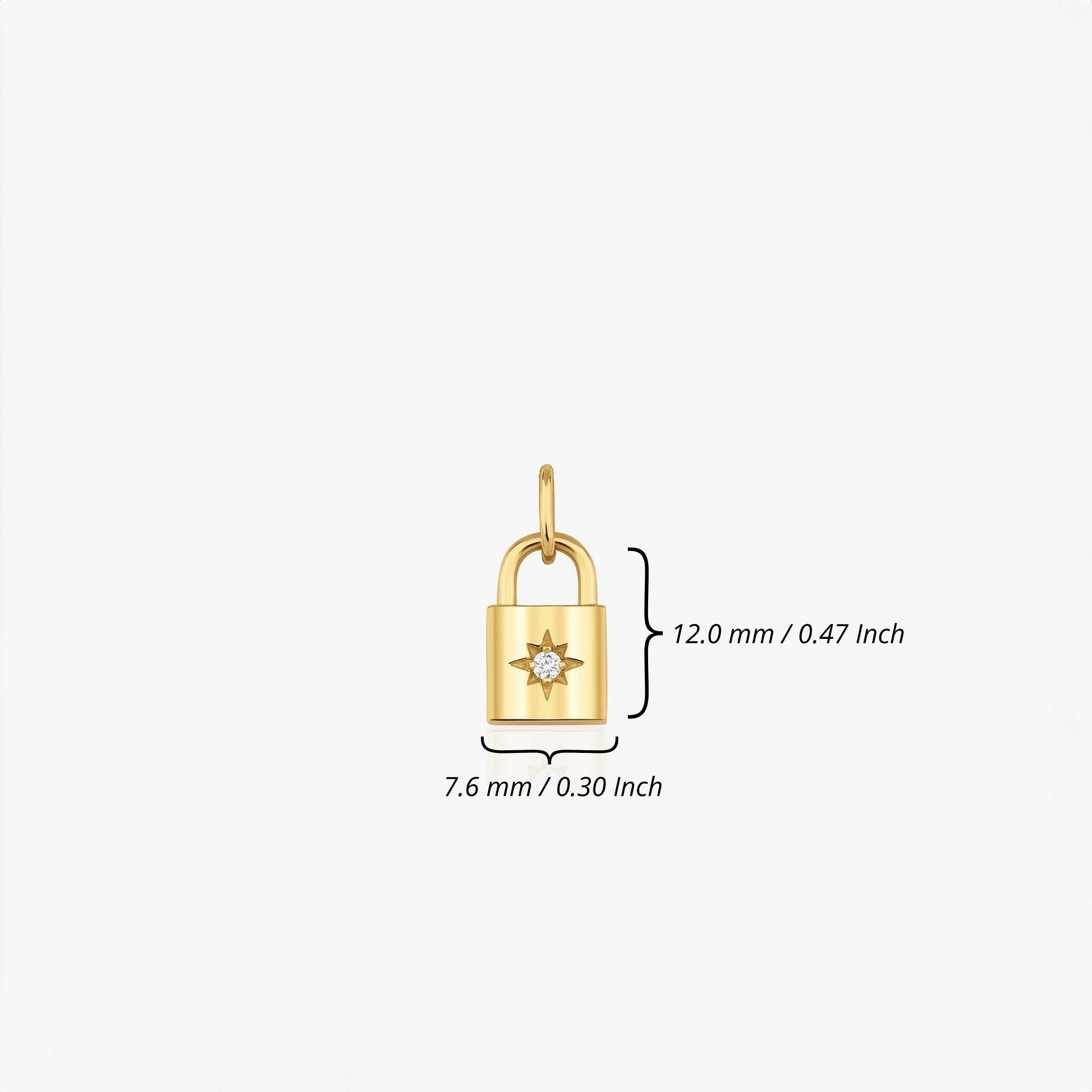 Mini Diamond Padlock Pendant in 14K Gold