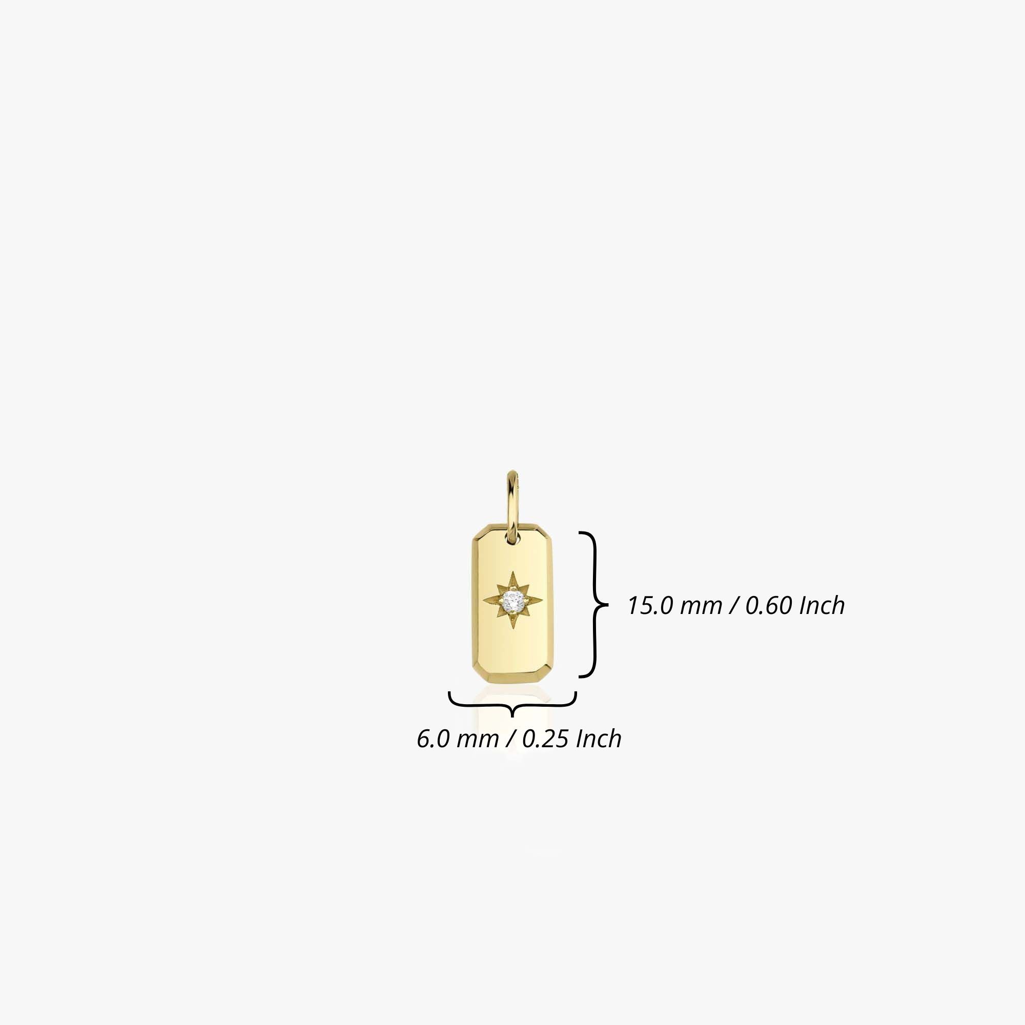 Mini Diamond Rectangle North Star Pendant in 14K Gold