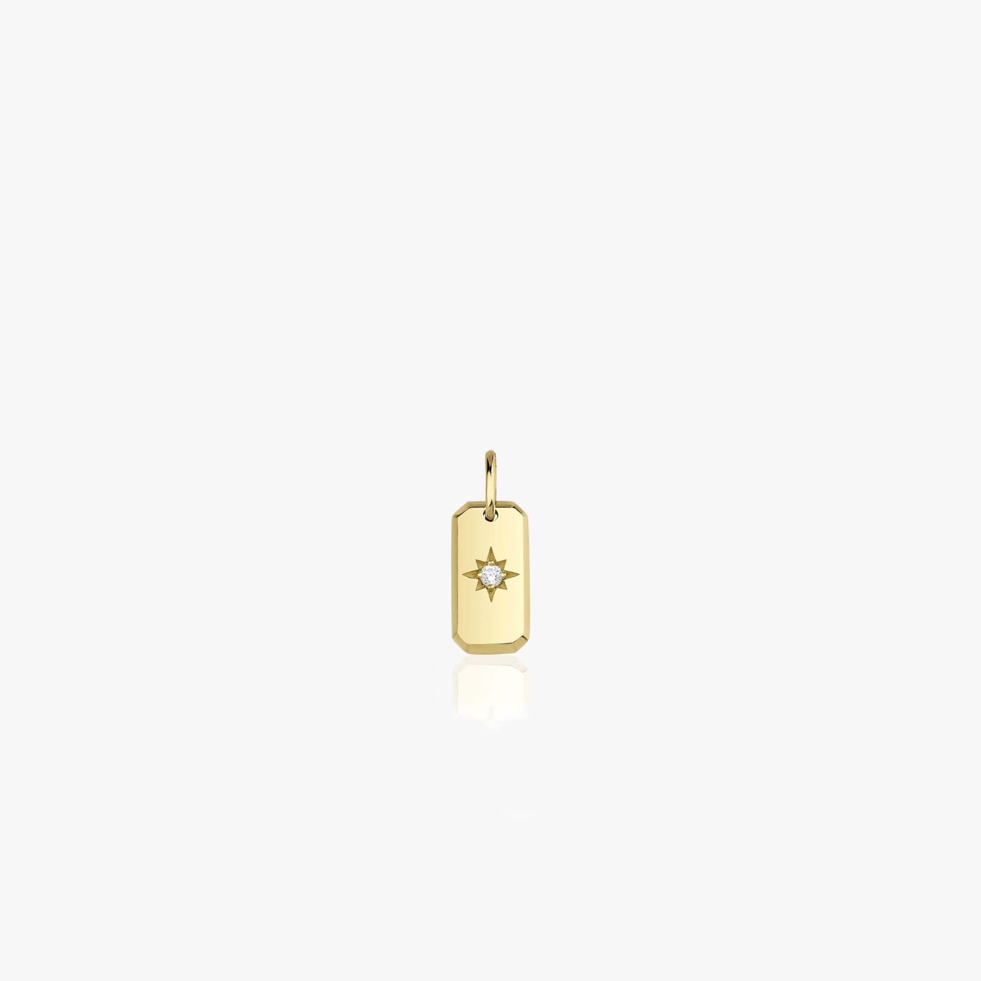 Mini Diamond Rectangle North Star Pendant in 14K Gold