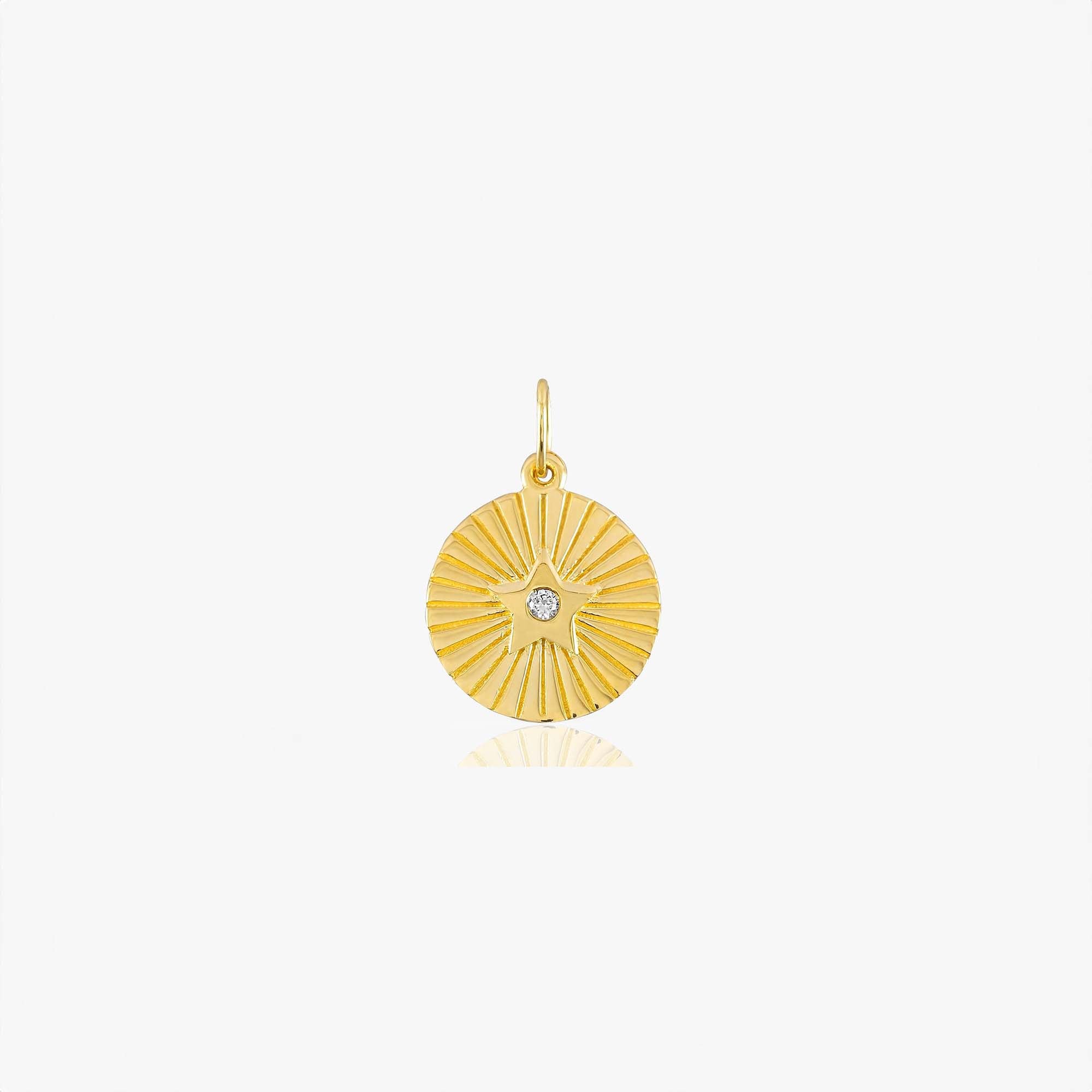 Mini Diamond Star Coin Pendant in 14K Gold