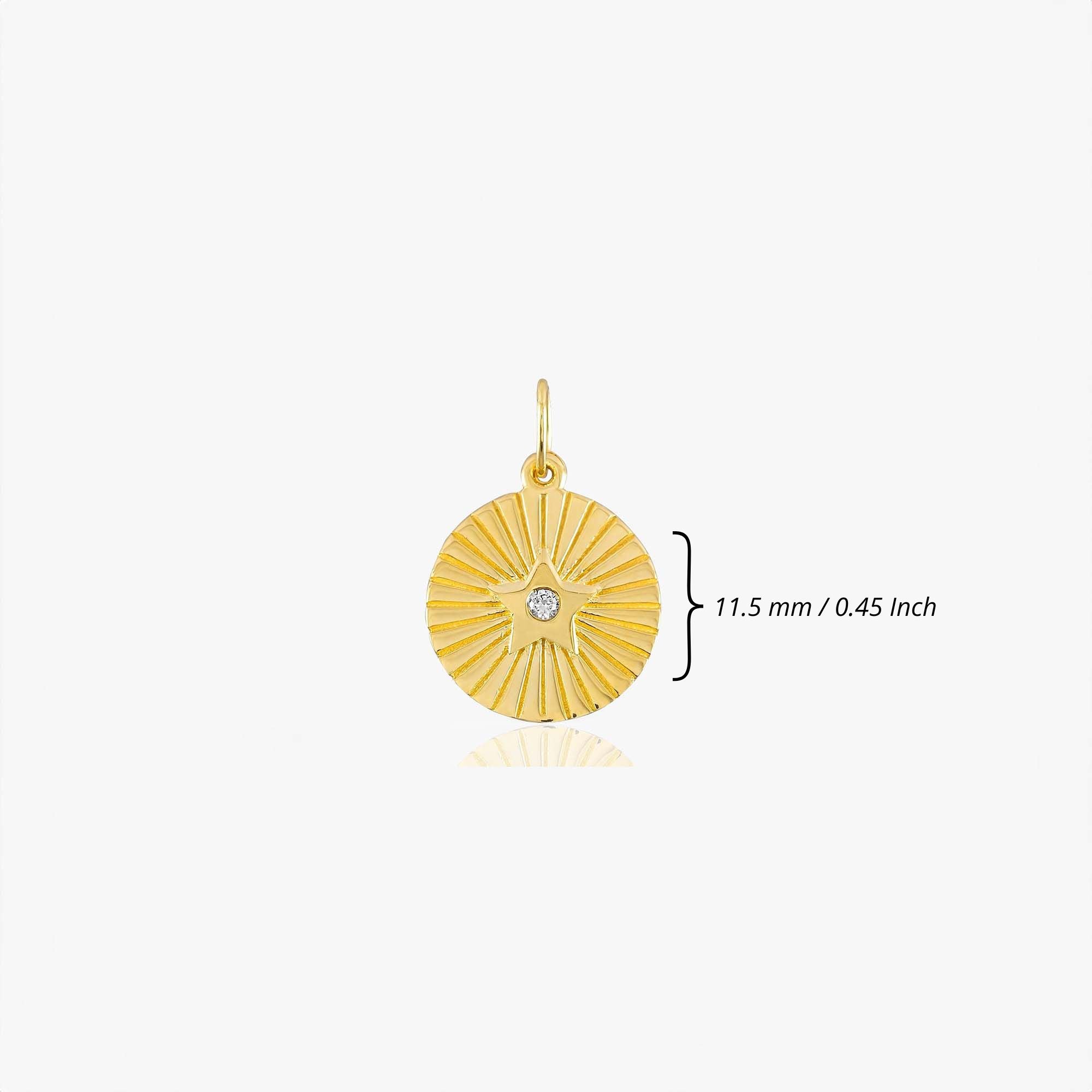 Mini Diamond Star Coin Pendant in 14K Gold