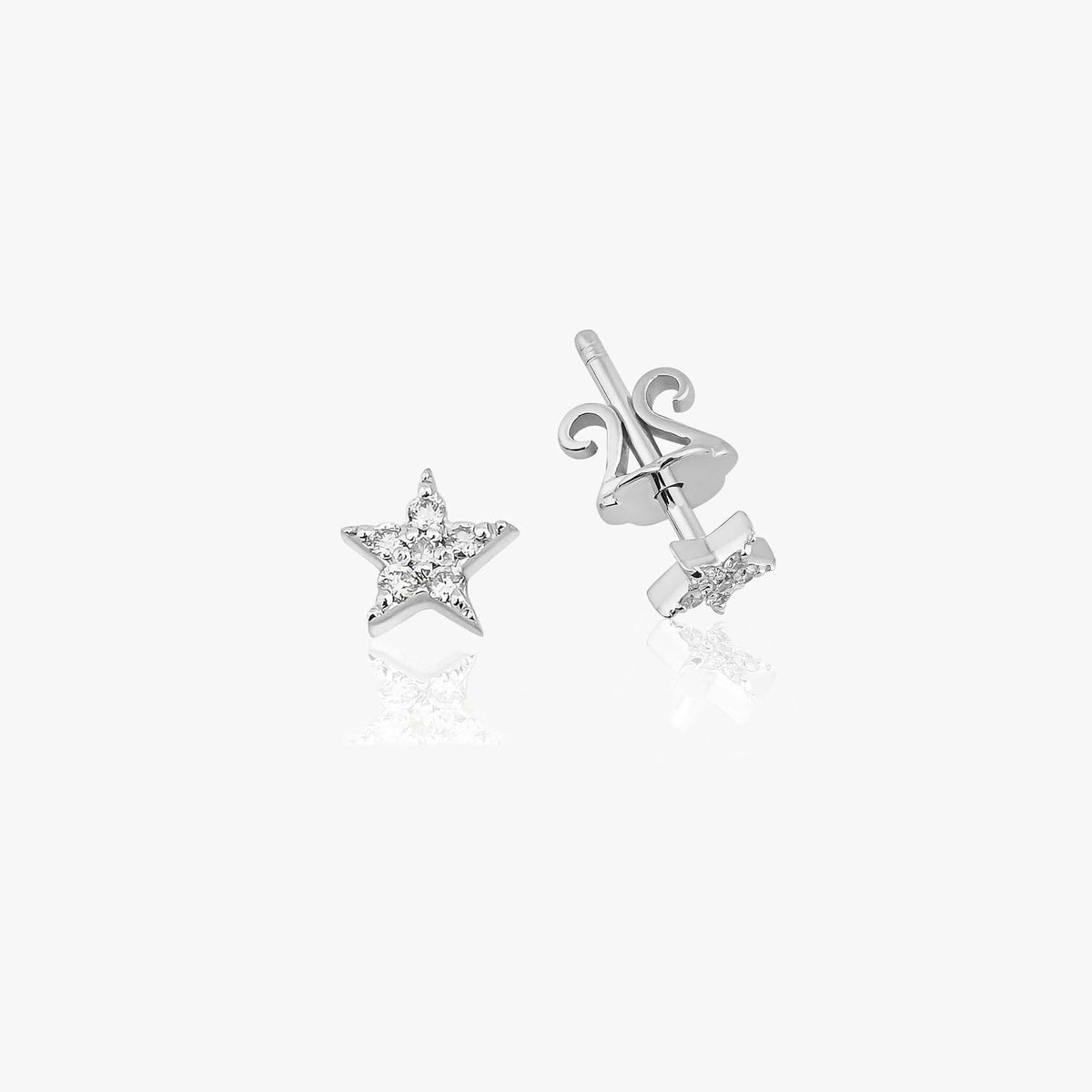 Mini Diamond Star Studs in 14K Gold