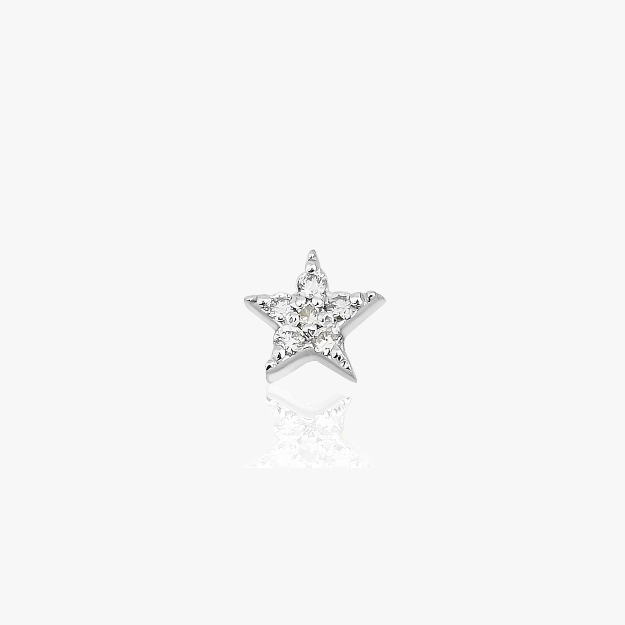 Single Mini Diamond Star Stud in 14K Gold