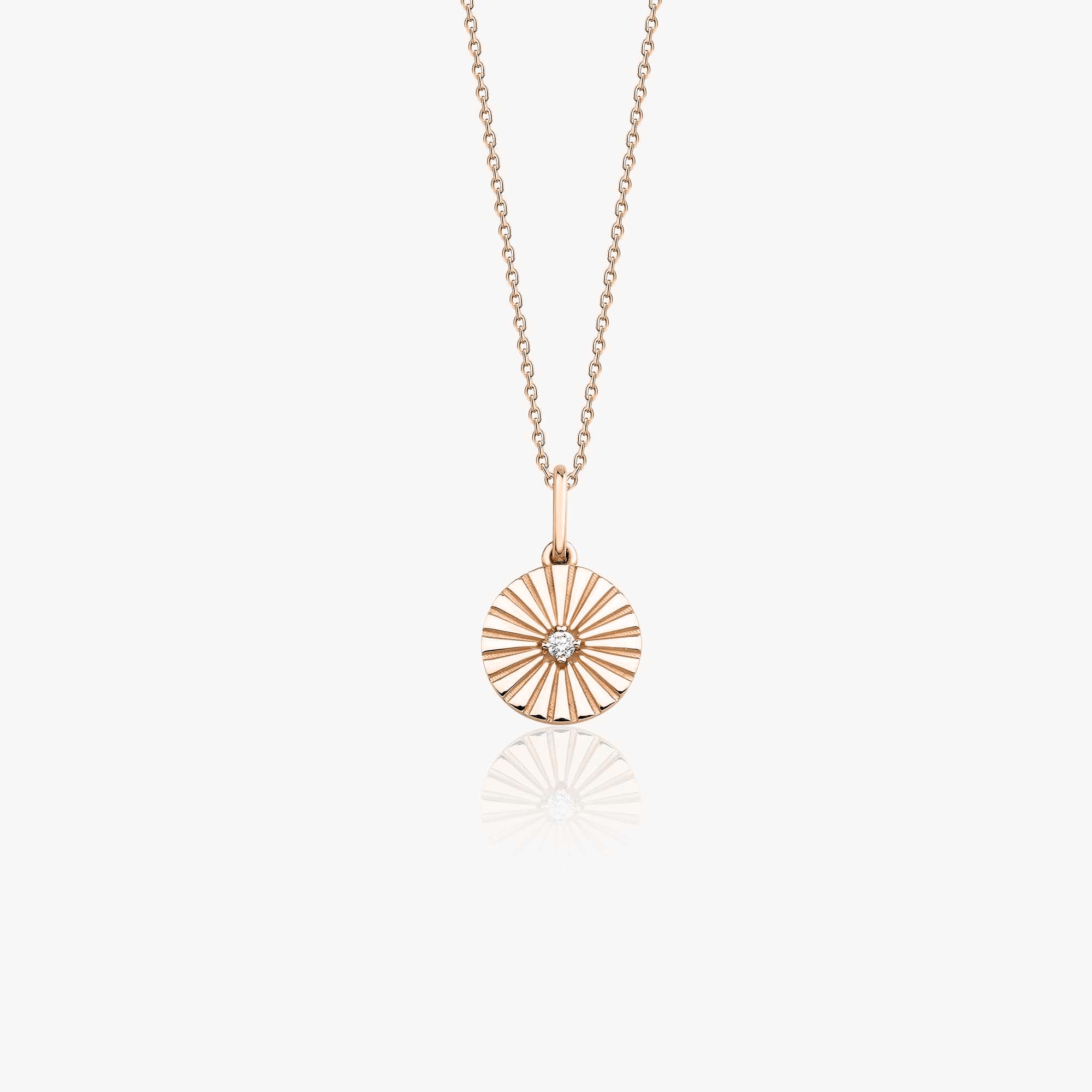 Mini Diamond Sunburst Necklace in 14K Gold