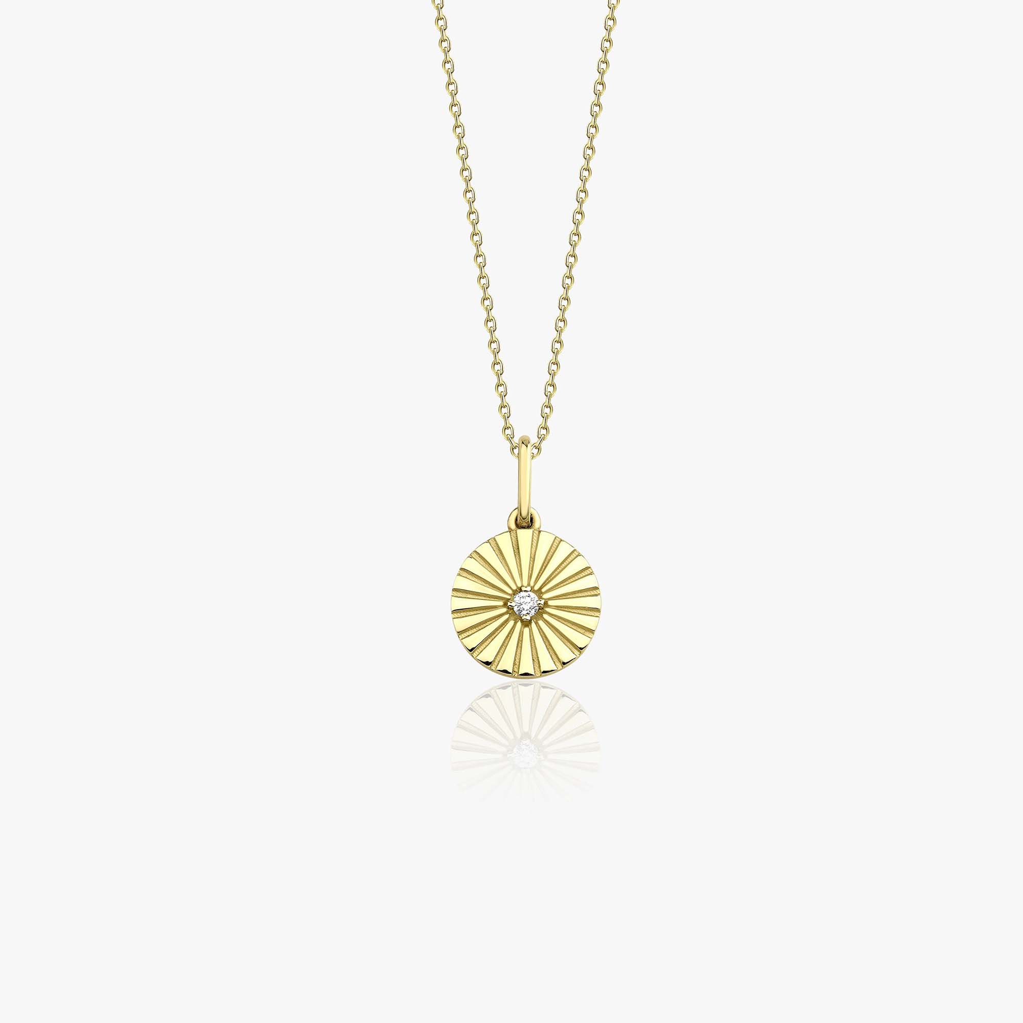 Mini Diamond Sunburst Necklace in 14K Gold
