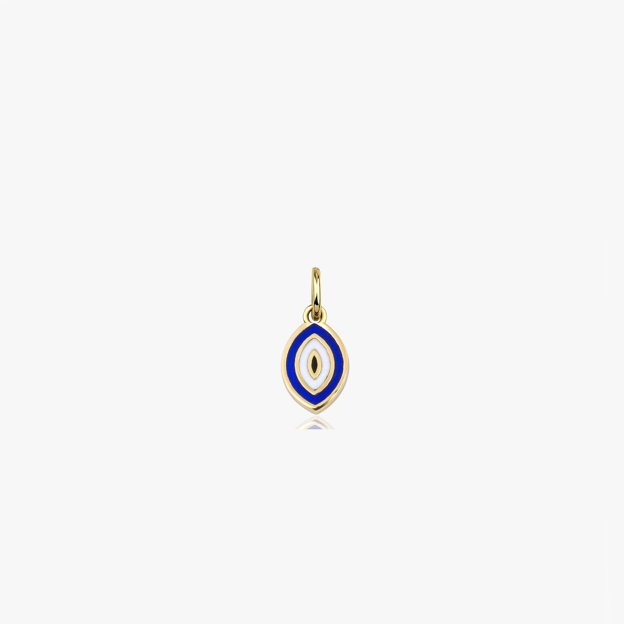 Mini Navy Blue Evil Eye Charm in 14K Gold