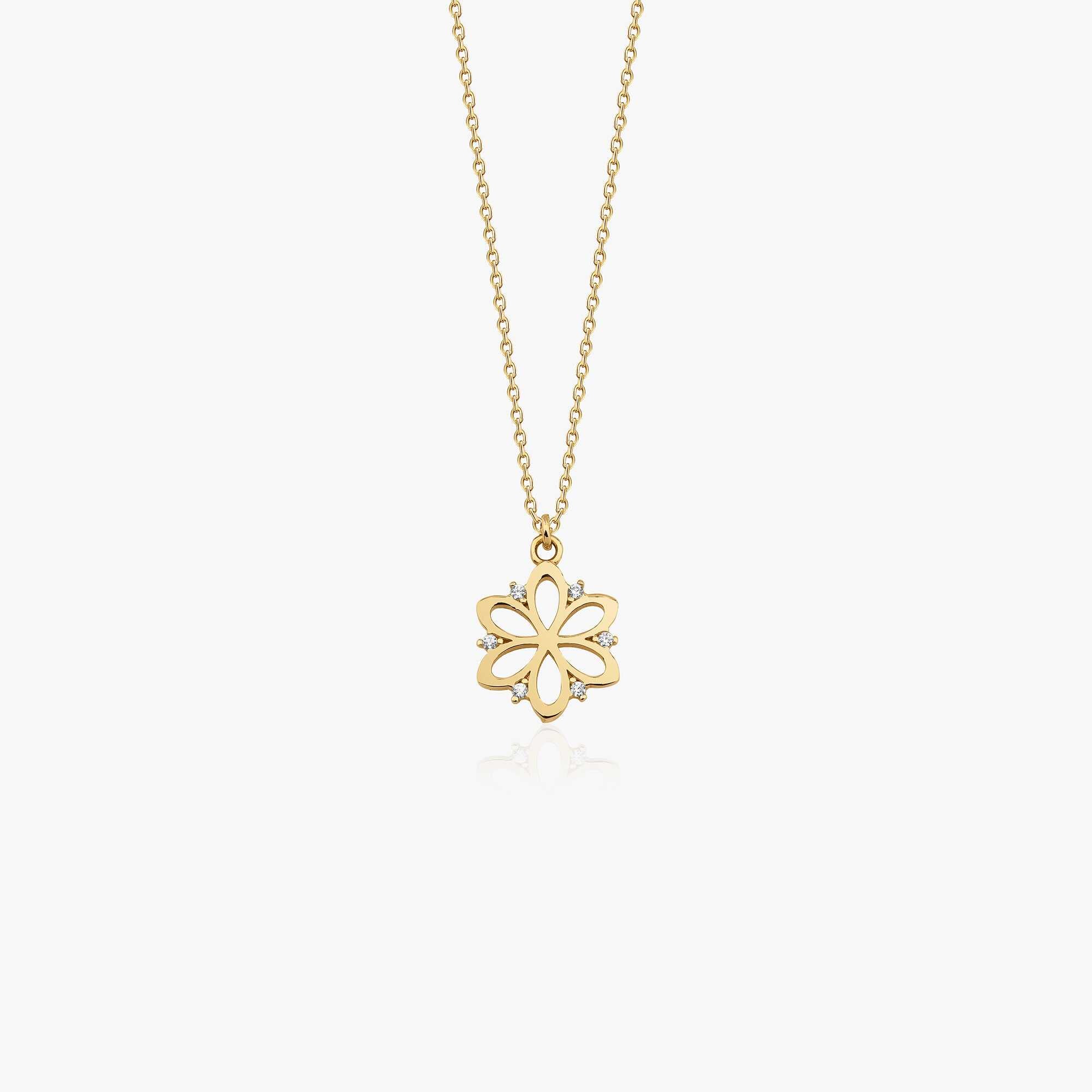 Mini Flower Necklace in 14K Gold