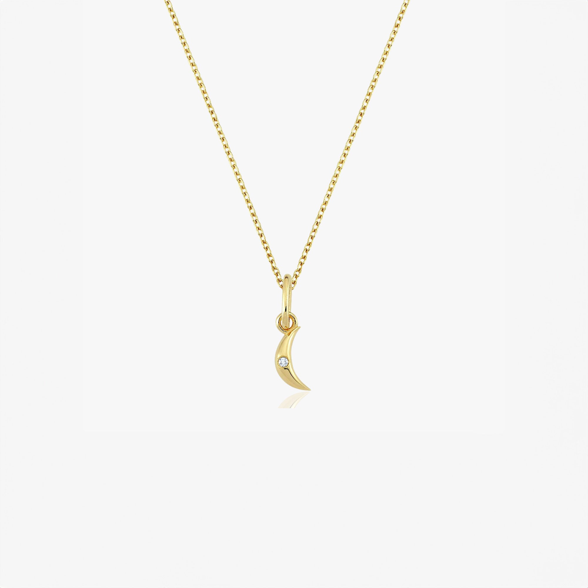 Itty Bitty Tiny Diamond Crescent Necklace in 14K Gold
