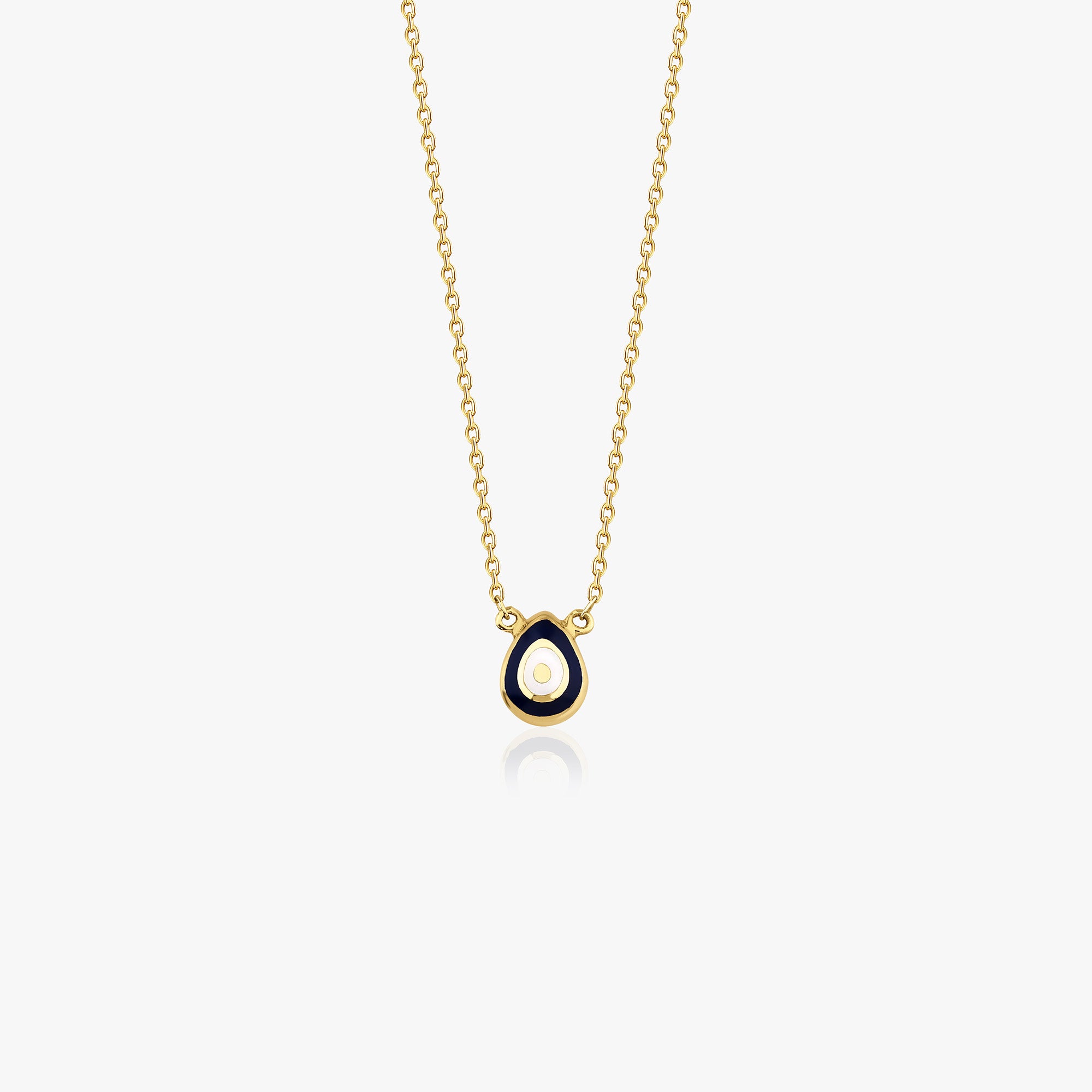 Tiny Raindrop Evil Eye Necklace in 14K Gold