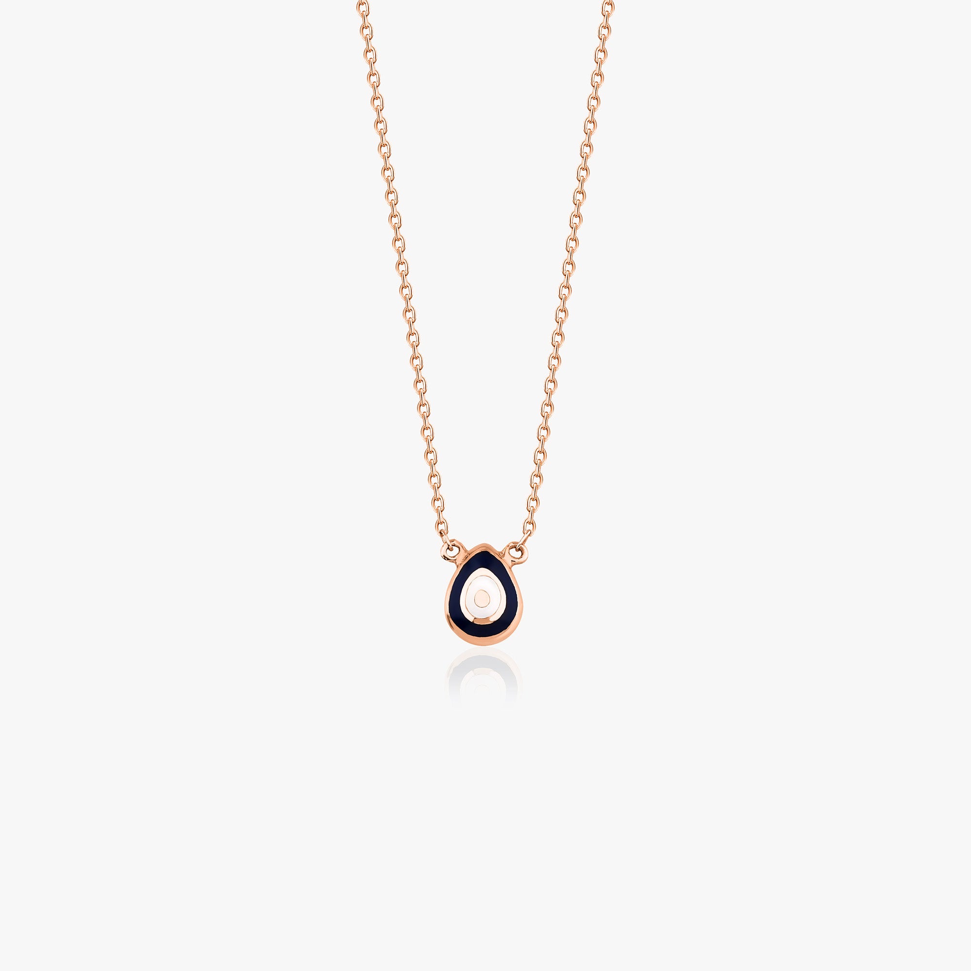Tiny Raindrop Evil Eye Necklace in 14K Gold