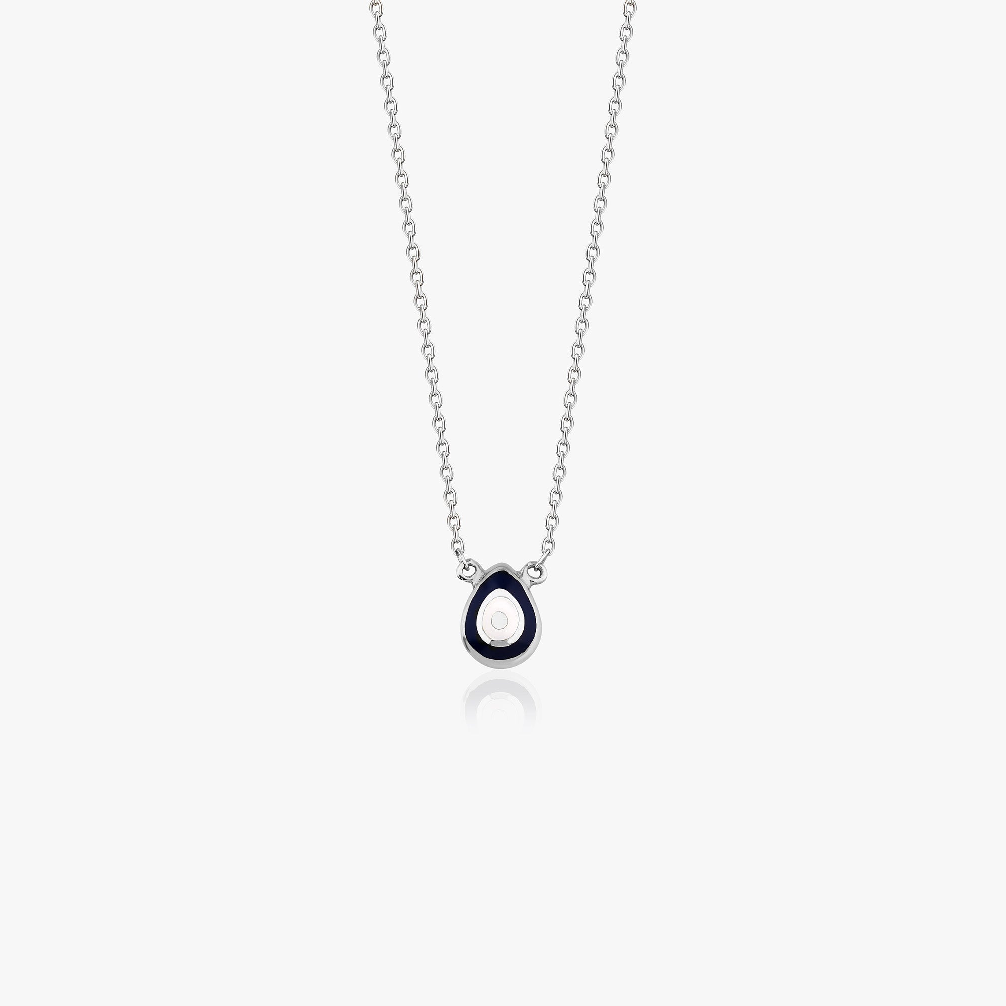 Tiny Raindrop Evil Eye Necklace in 14K Gold