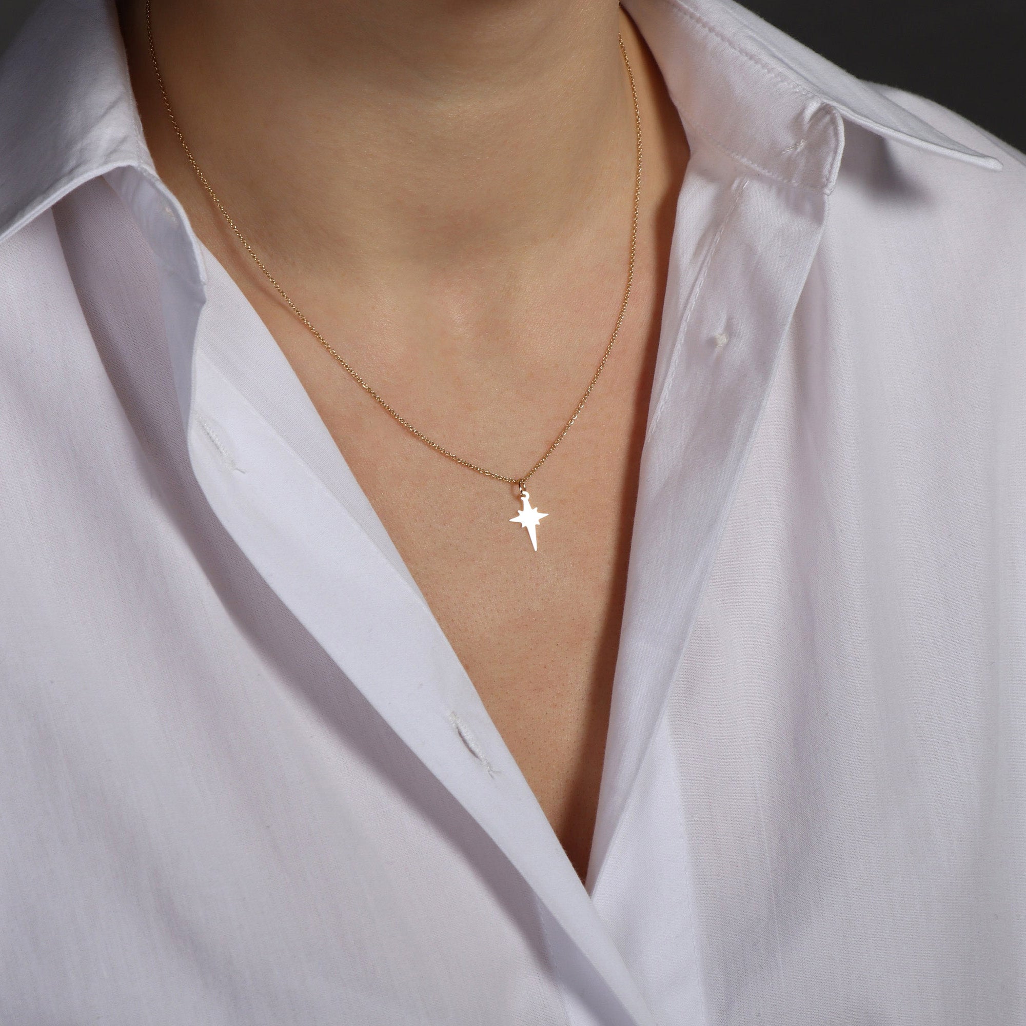 Itty Bitty North Star Necklace in 14K Gold