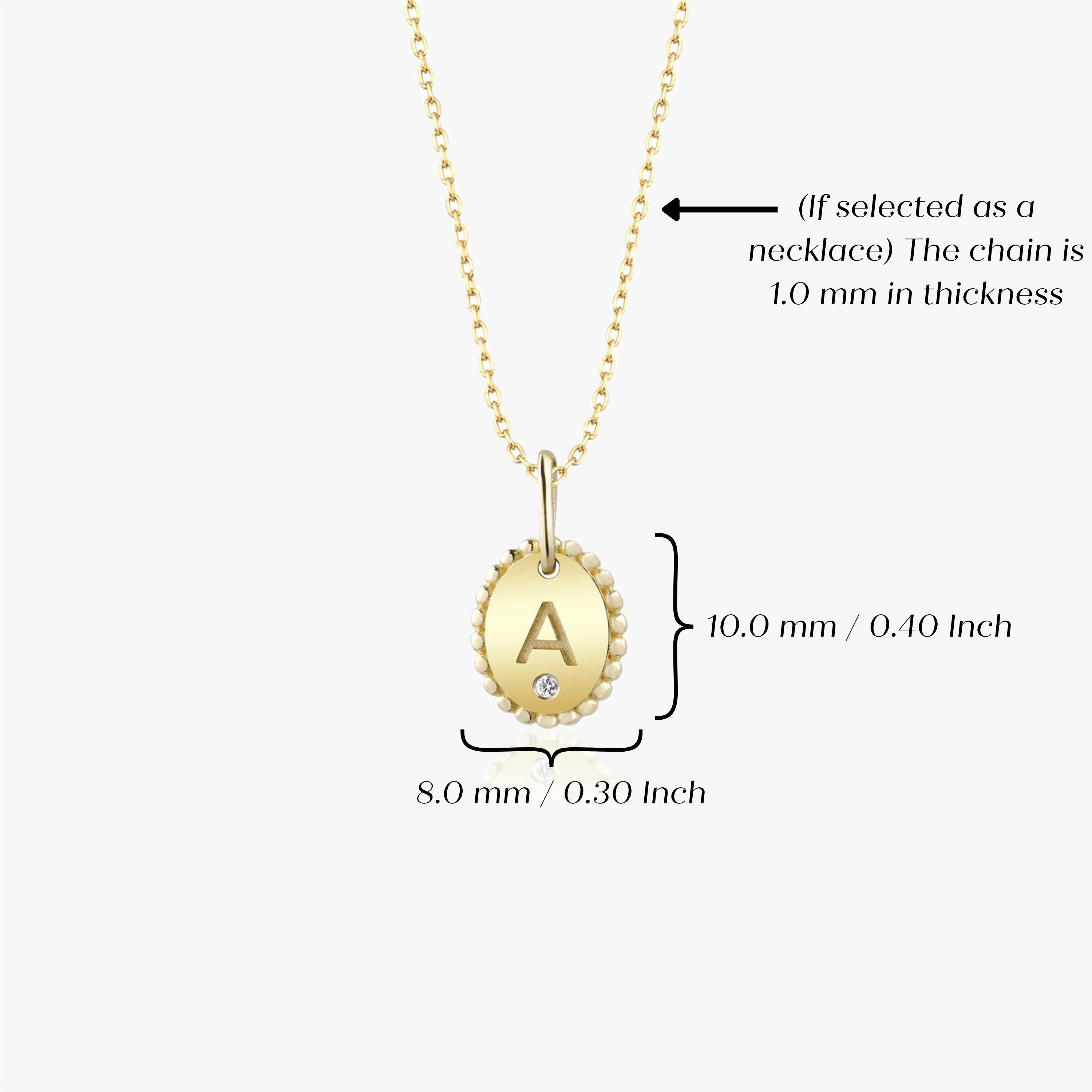 Itty Bitty Tiny Birthstone Oval Initial Charm Necklace in 14K Gold