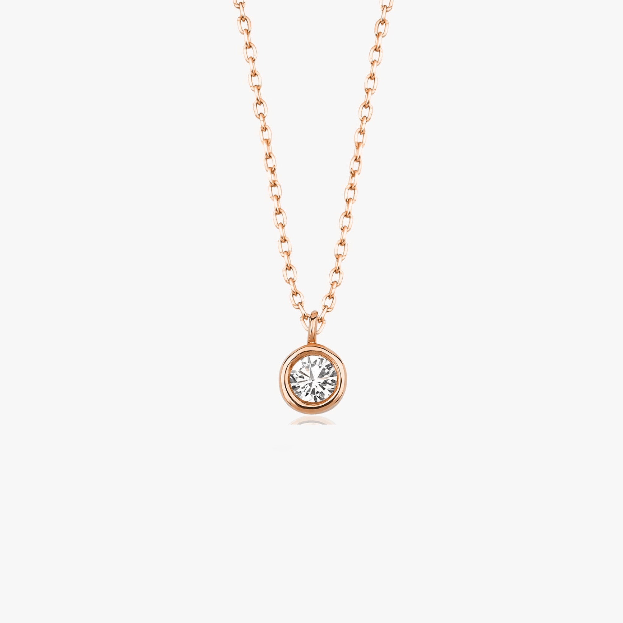 Bezel Set Diamond Solitaire Necklace Available in 14K and 18K Gold