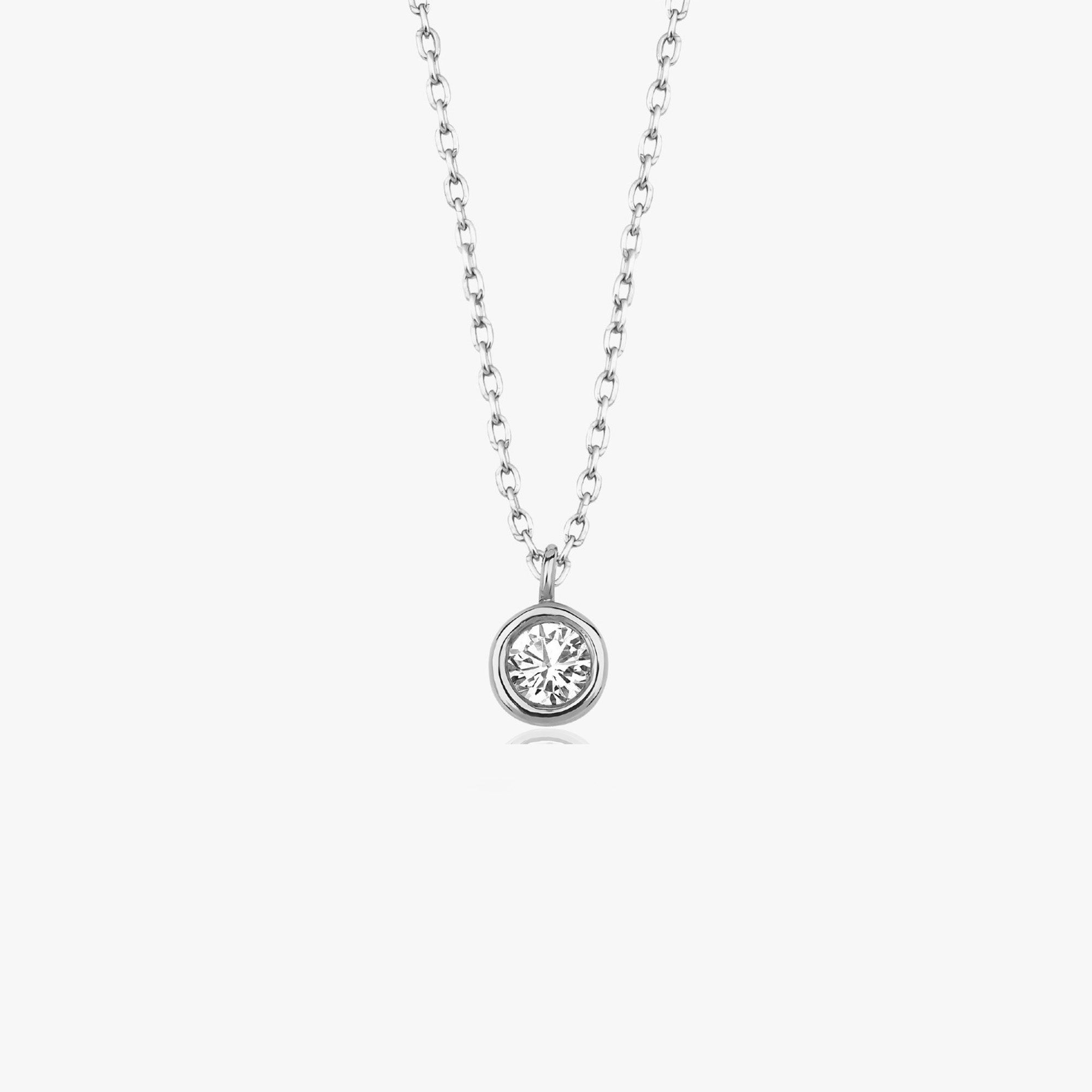 Bezel Set Diamond Solitaire Necklace Available in 14K and 18K Gold