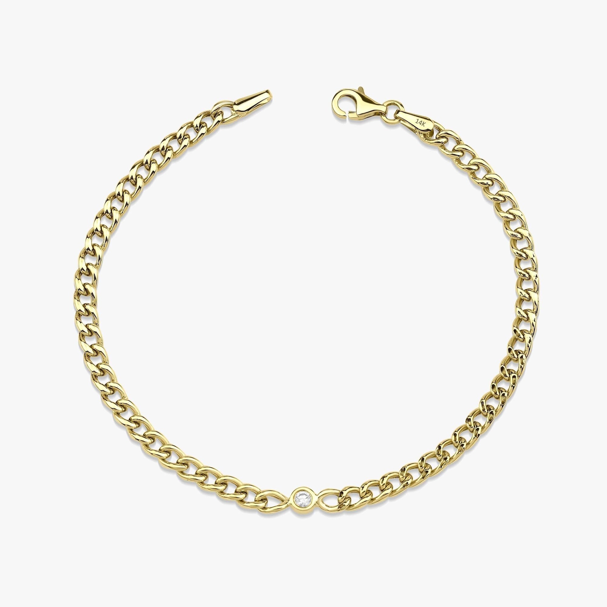 Mini Diamond Cuban Bracelet in 14K Gold