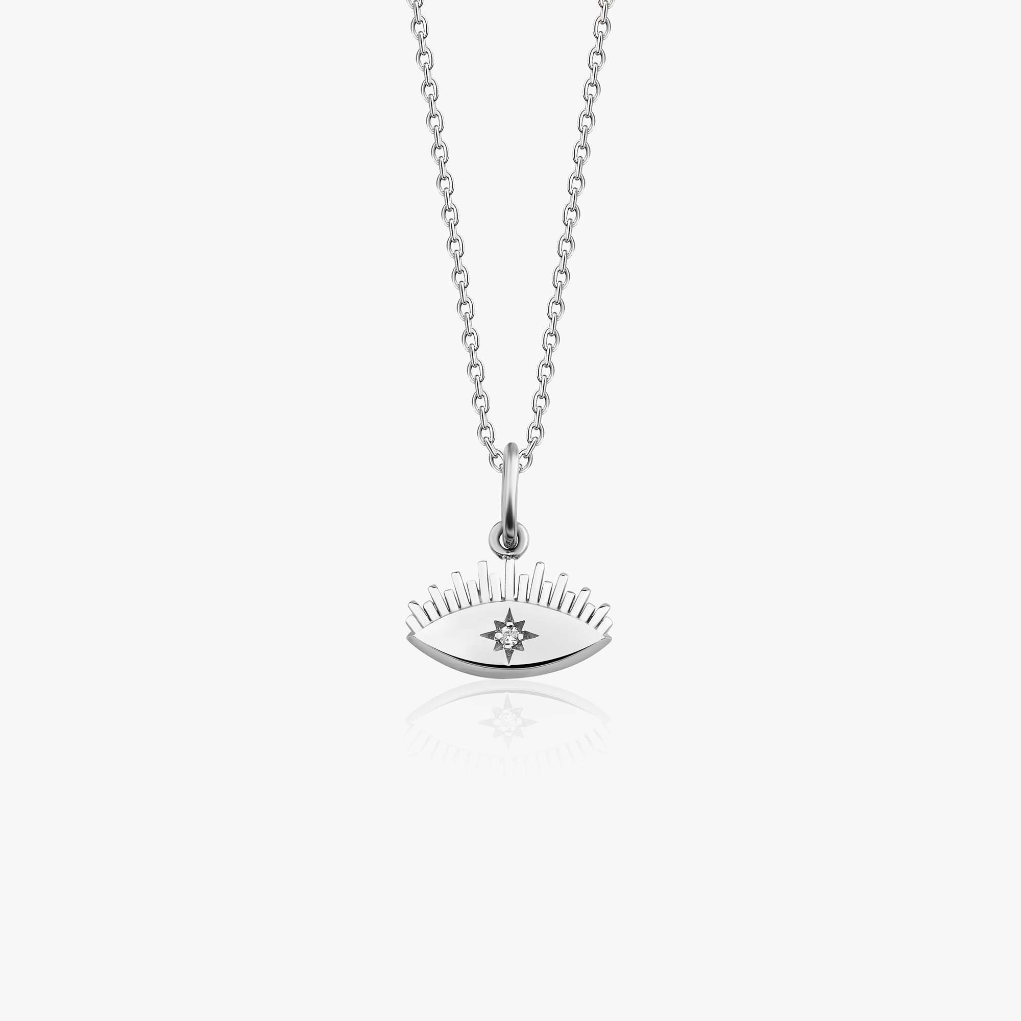 Mini Diamond Eternal Eye Necklace in 14K Gold