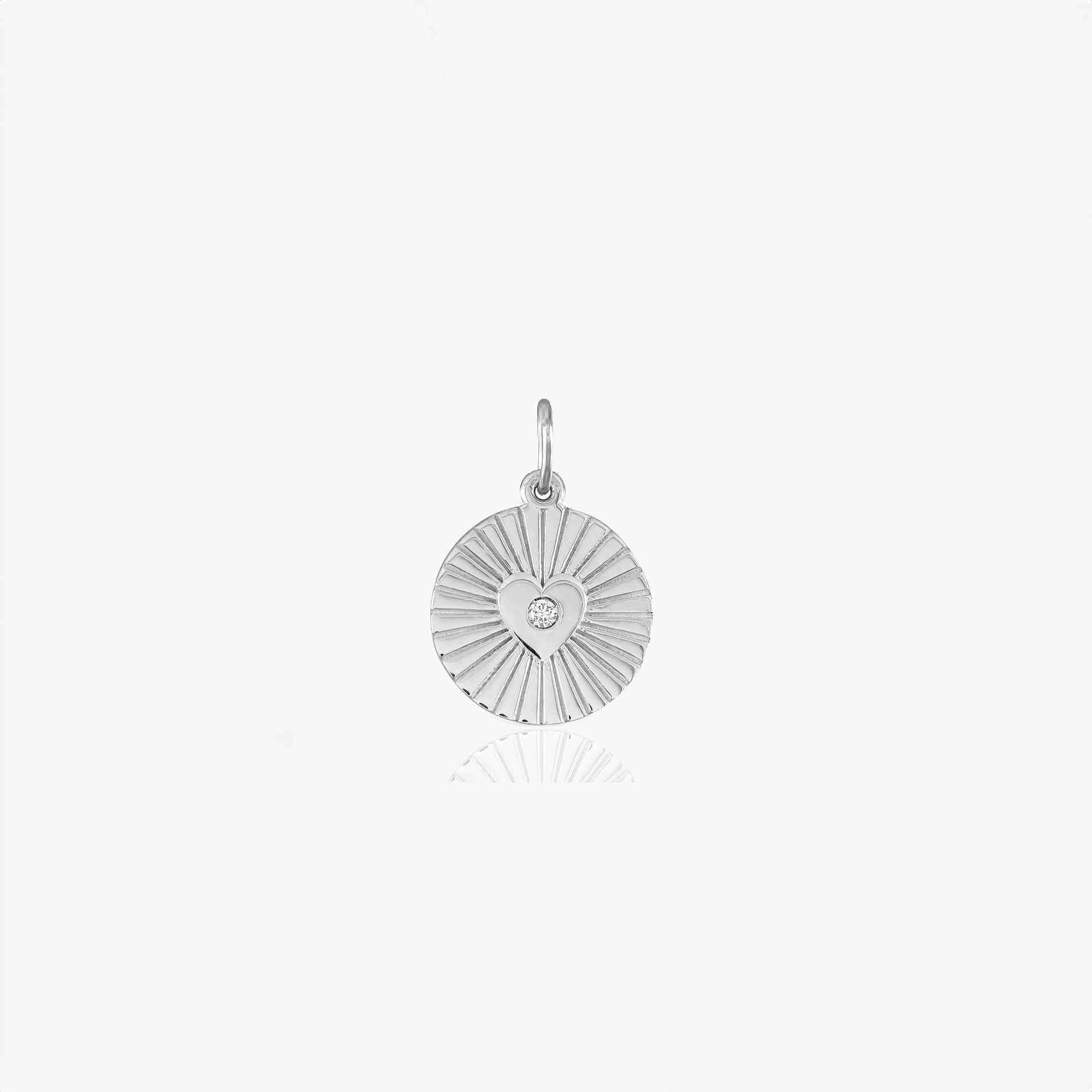 Mini Diamond Heart Coin Pendant in 14K Gold