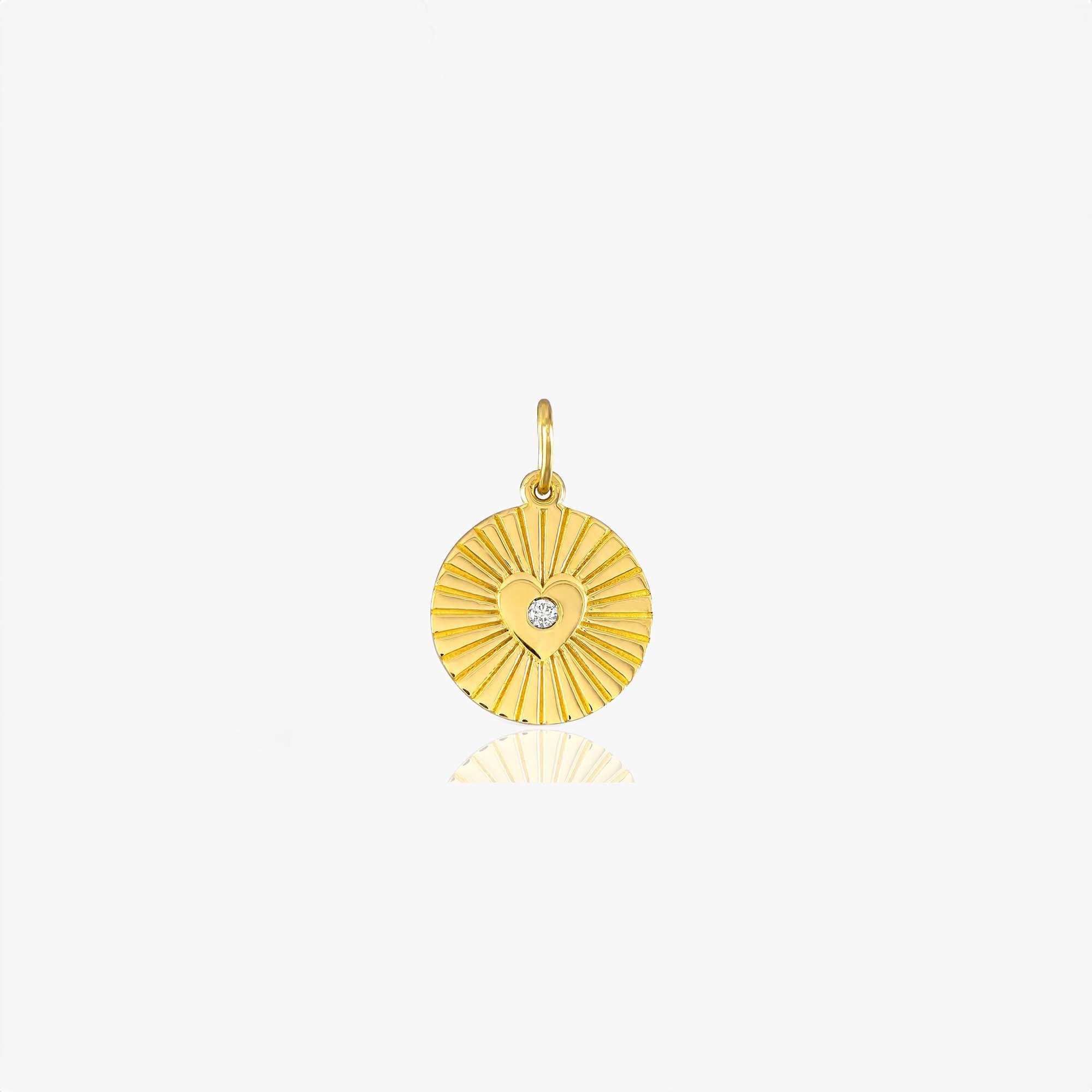 Mini Diamond Heart Coin Pendant in 14K Gold