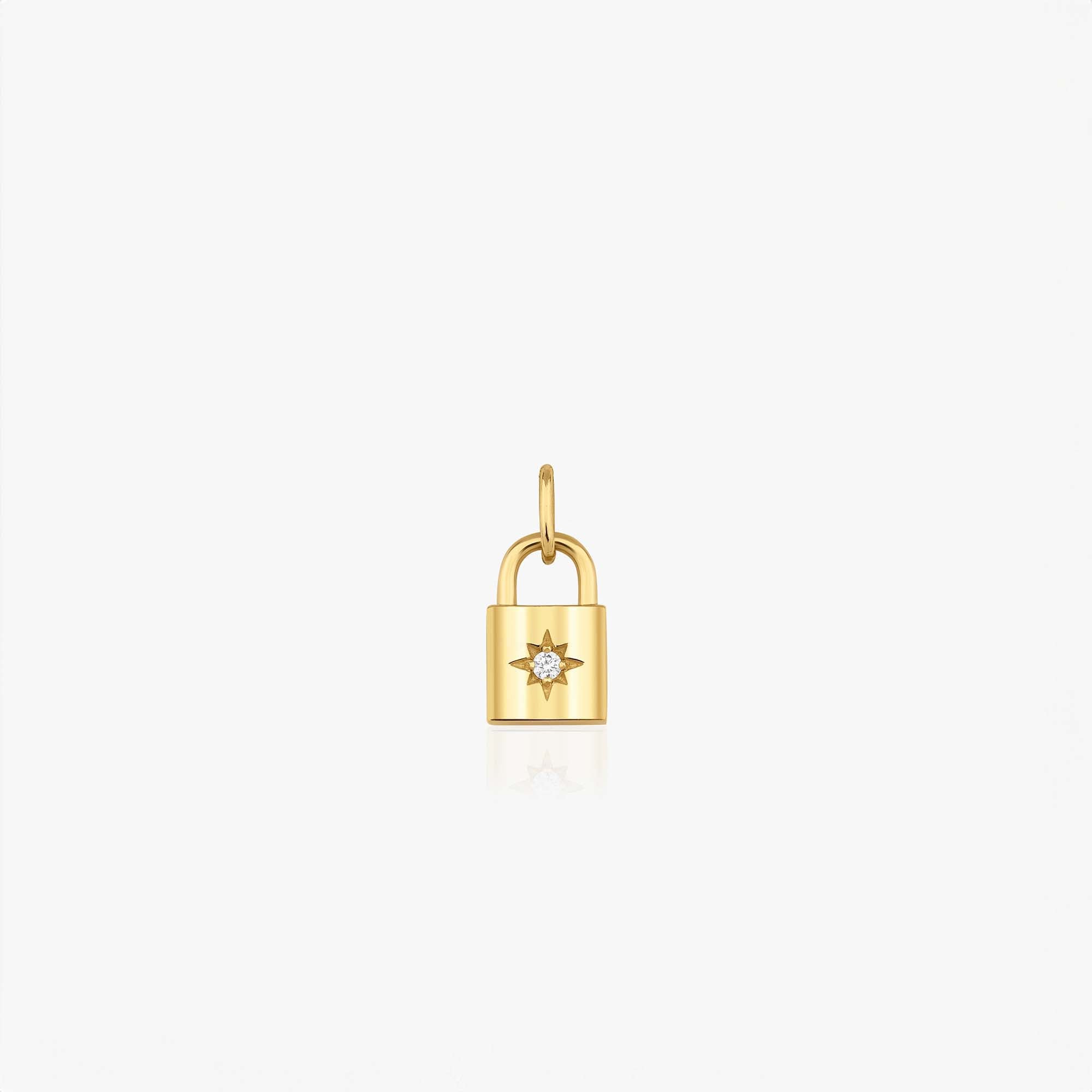 Mini Diamond Padlock Pendant in 14K Gold