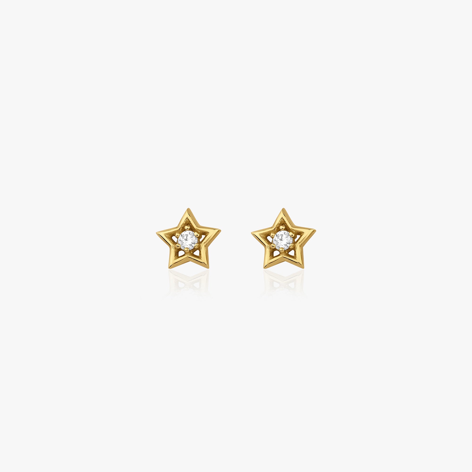 Minimal Diamond Star Studs in 14K Gold
