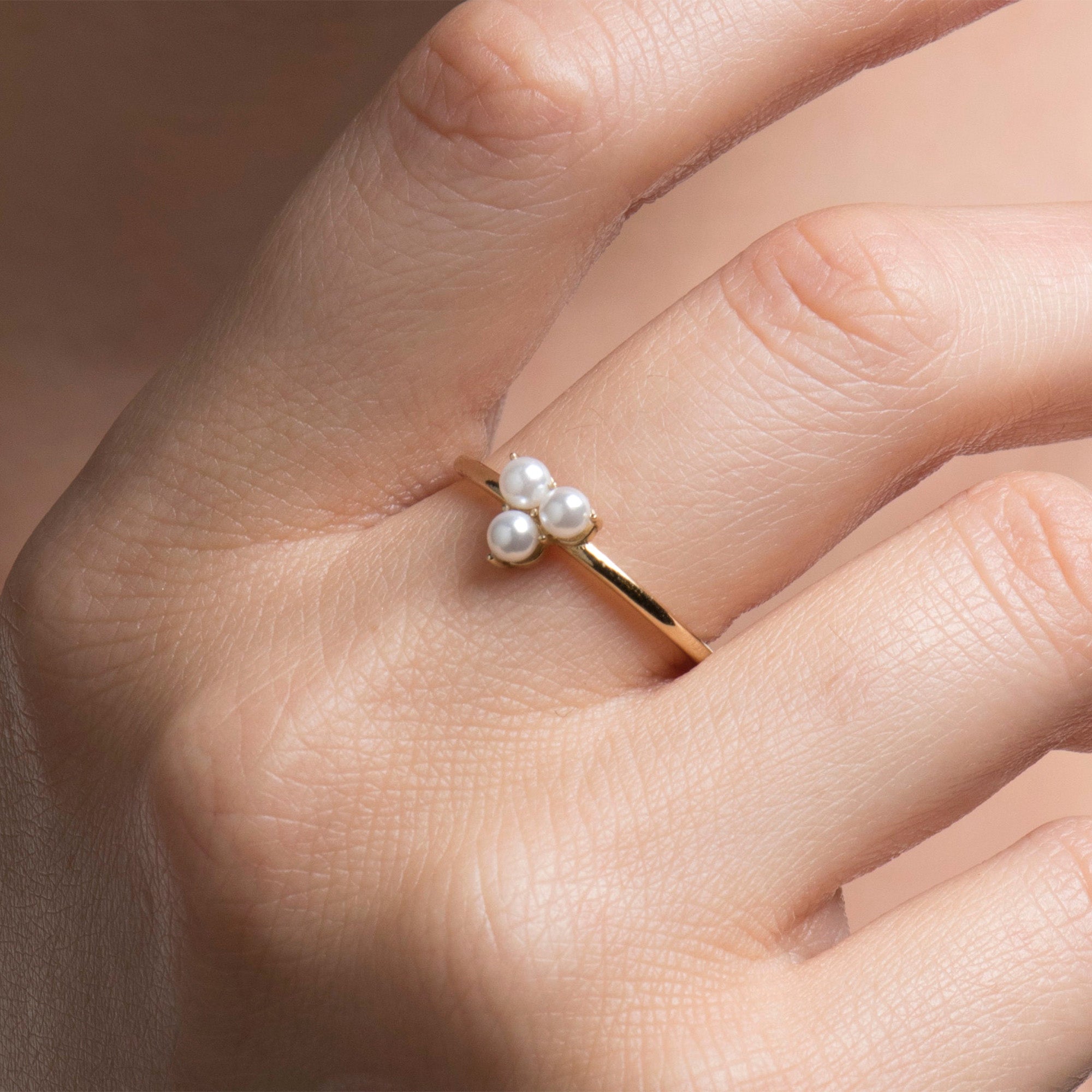 Trio Pearl Ring in 14K Gold