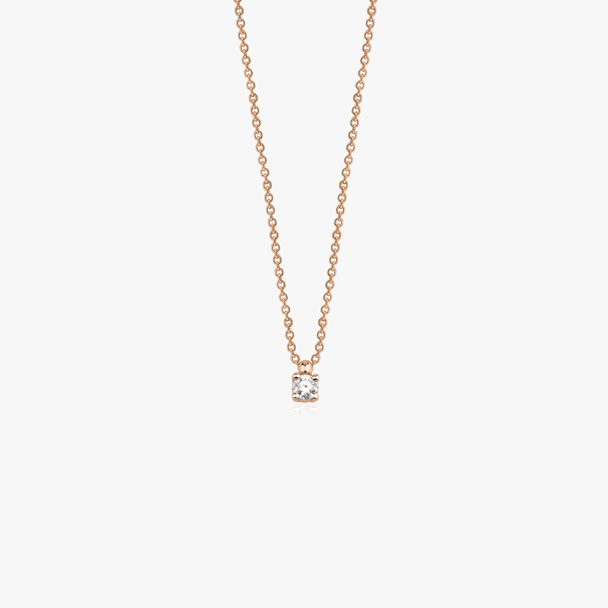 Mini Diamond Solitaire Necklace in 14K Gold / Four Prong Mini