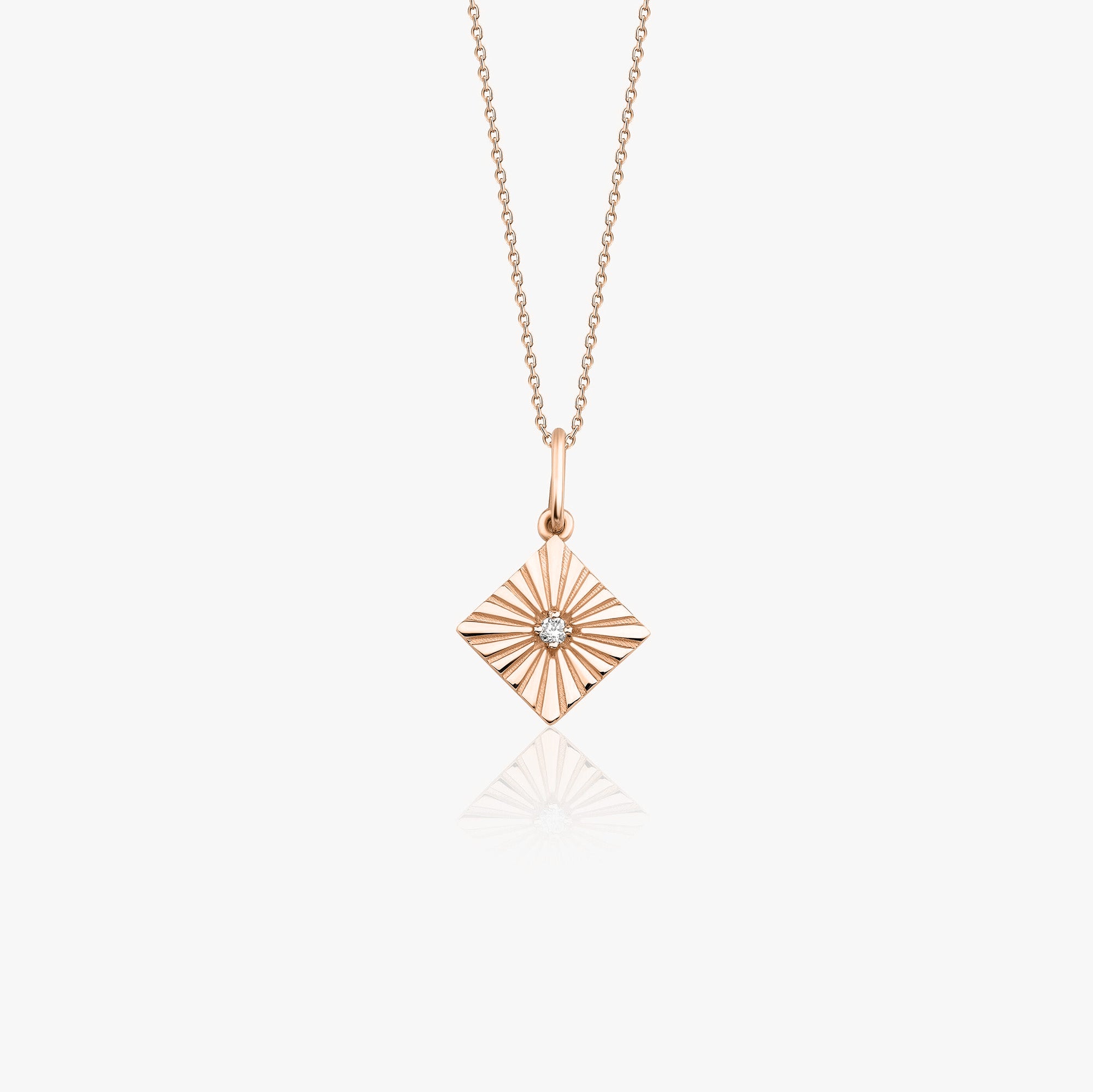 Mini Diamond Square Necklace in 14K Gold