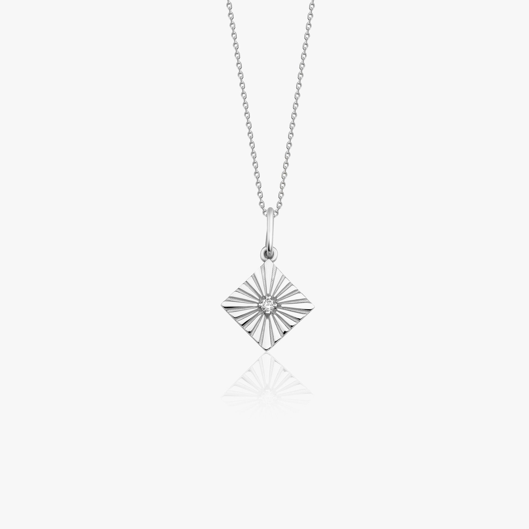 Mini Diamond Square Necklace in 14K Gold