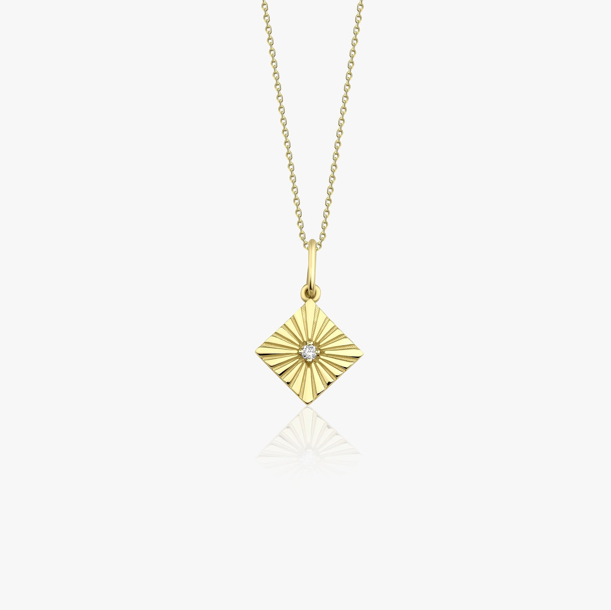 Mini Diamond Square Necklace in 14K Gold