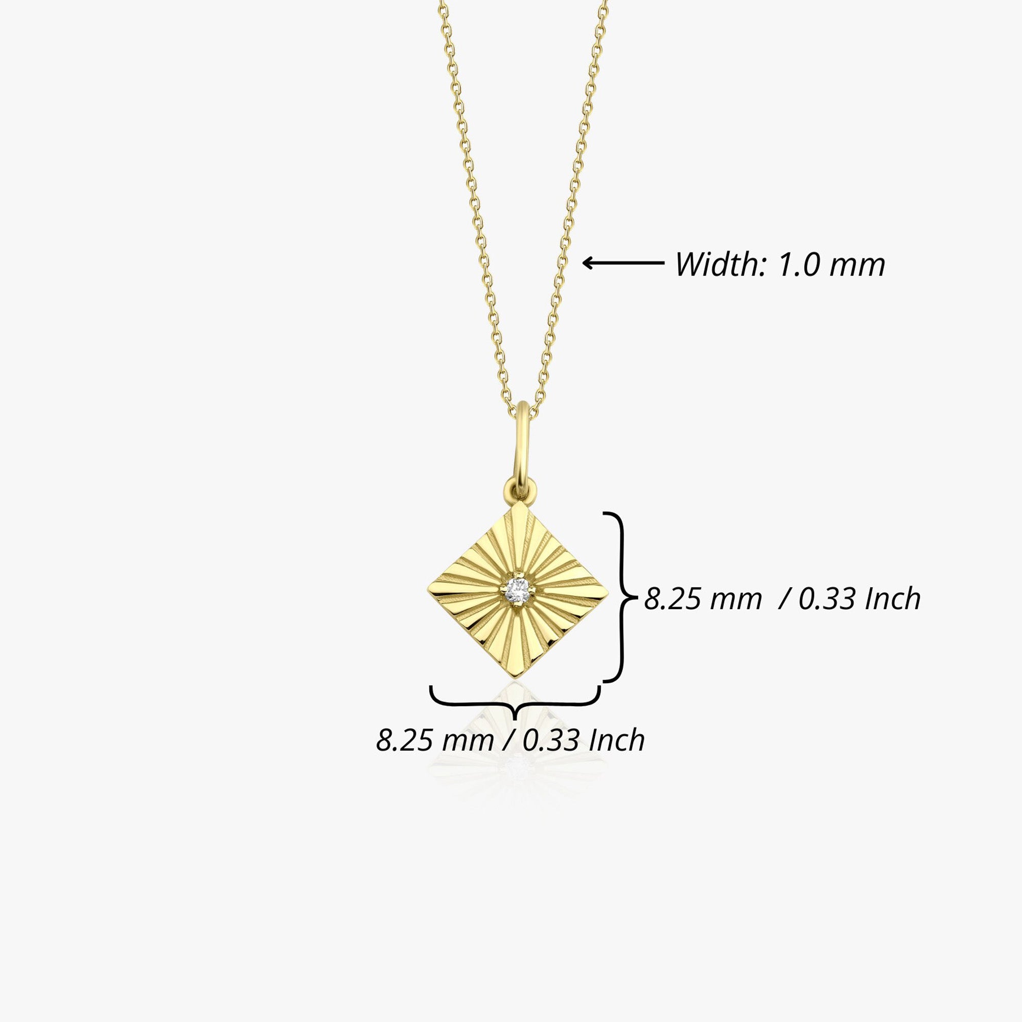 Mini Diamond Square Necklace in 14K Gold
