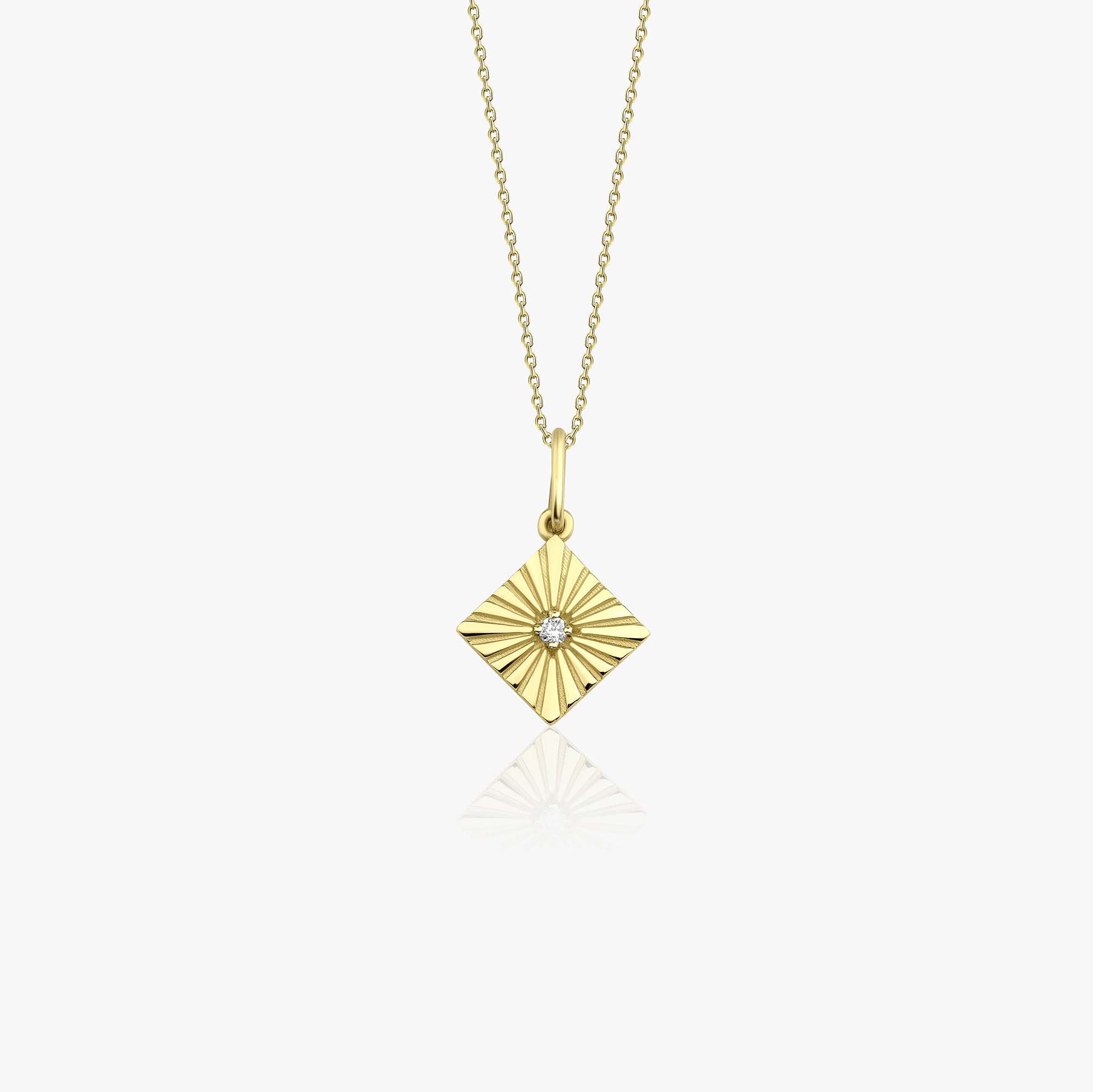 Mini Diamond Square Necklace in 14K Gold